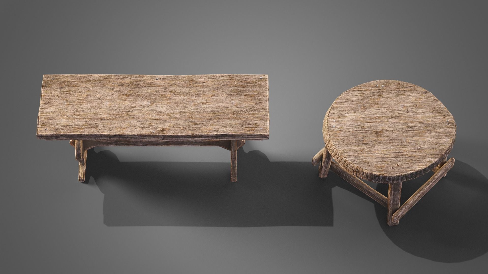 Chairs and tables set Low-poly 3D model_11
