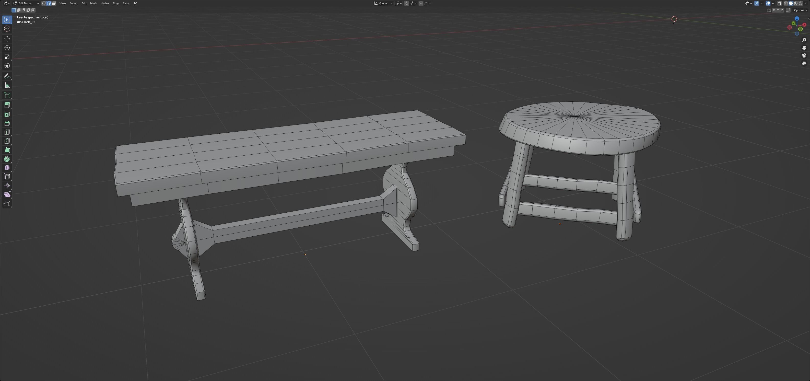 Chairs and tables set Low-poly 3D model_27