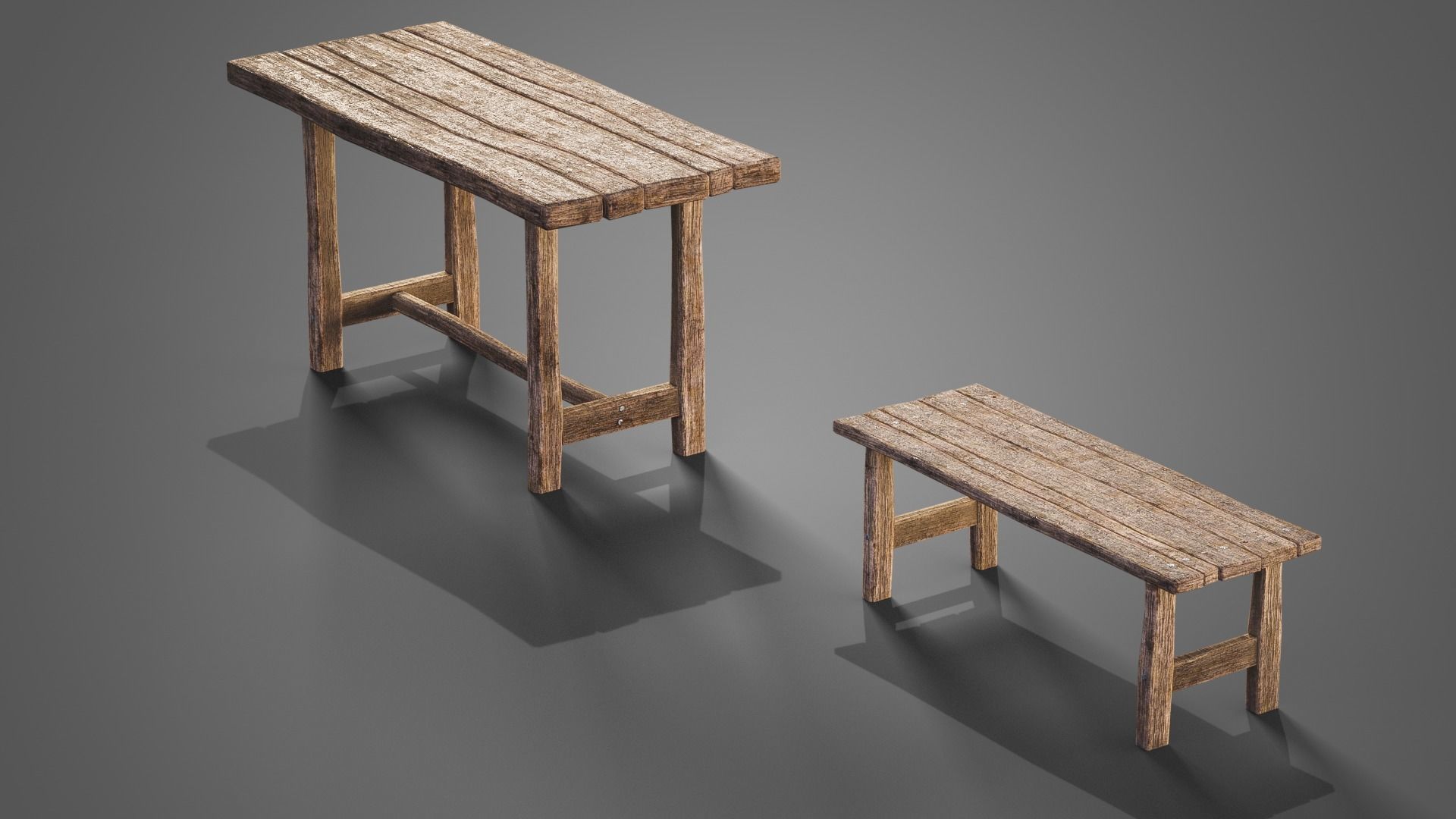 Chairs and tables set Low-poly 3D model_20