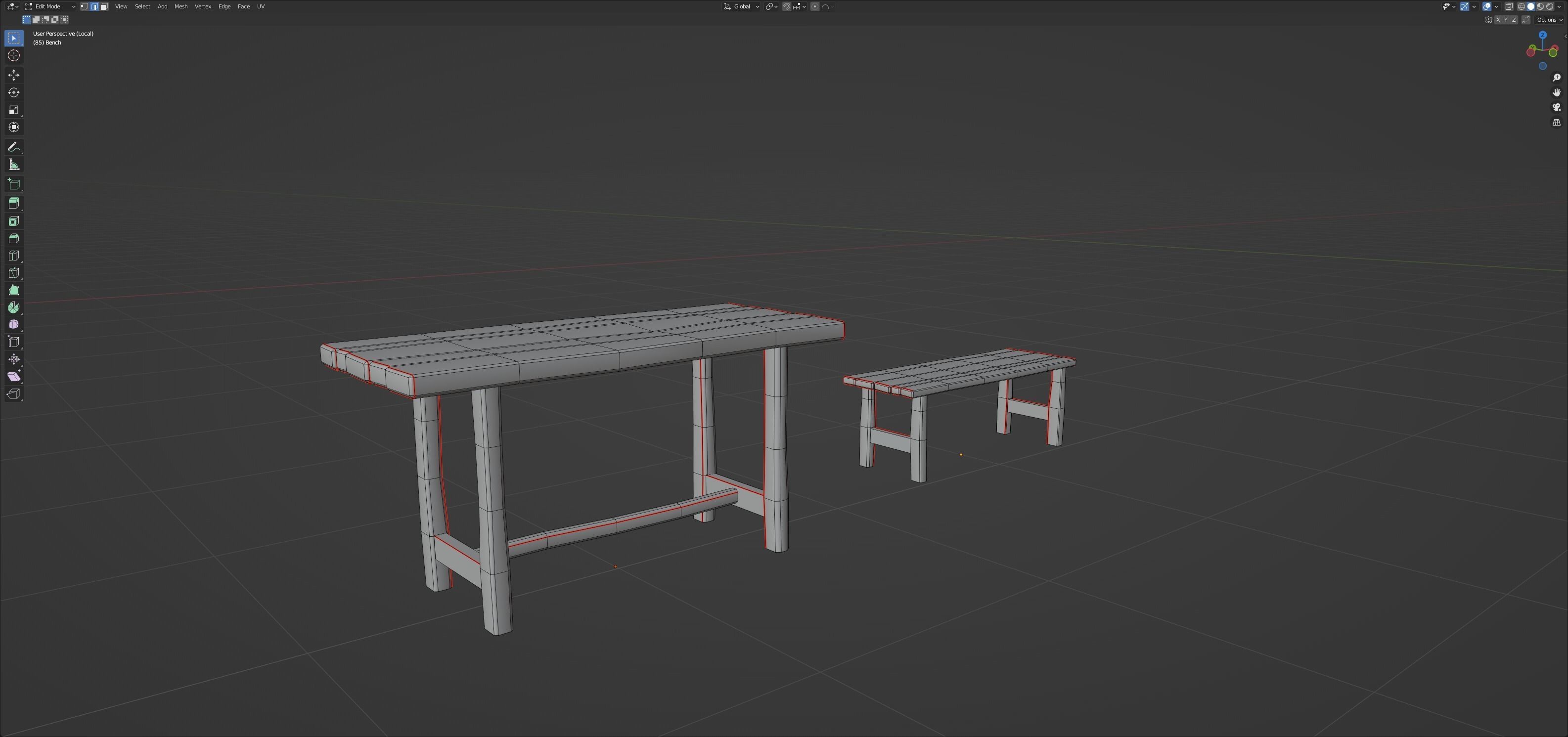 Chairs and tables set Low-poly 3D model_23