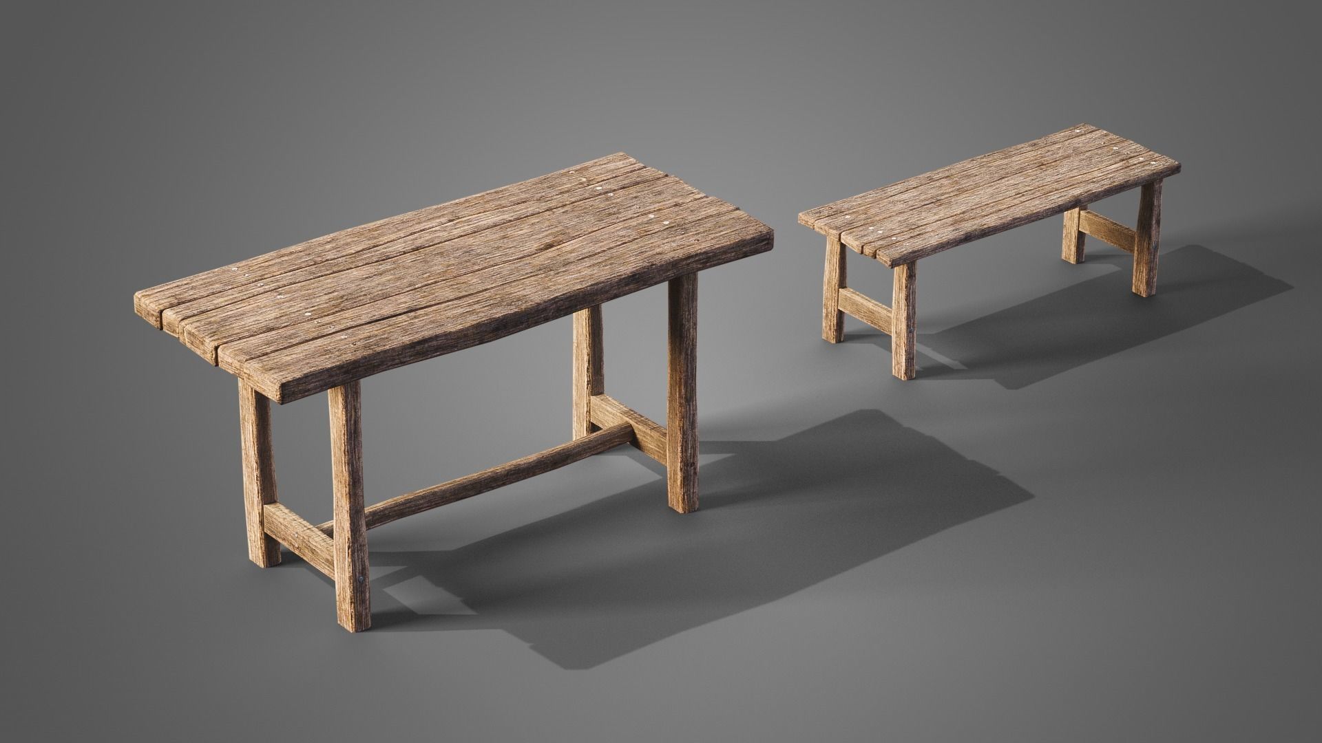 Chairs and tables set Low-poly 3D model_17