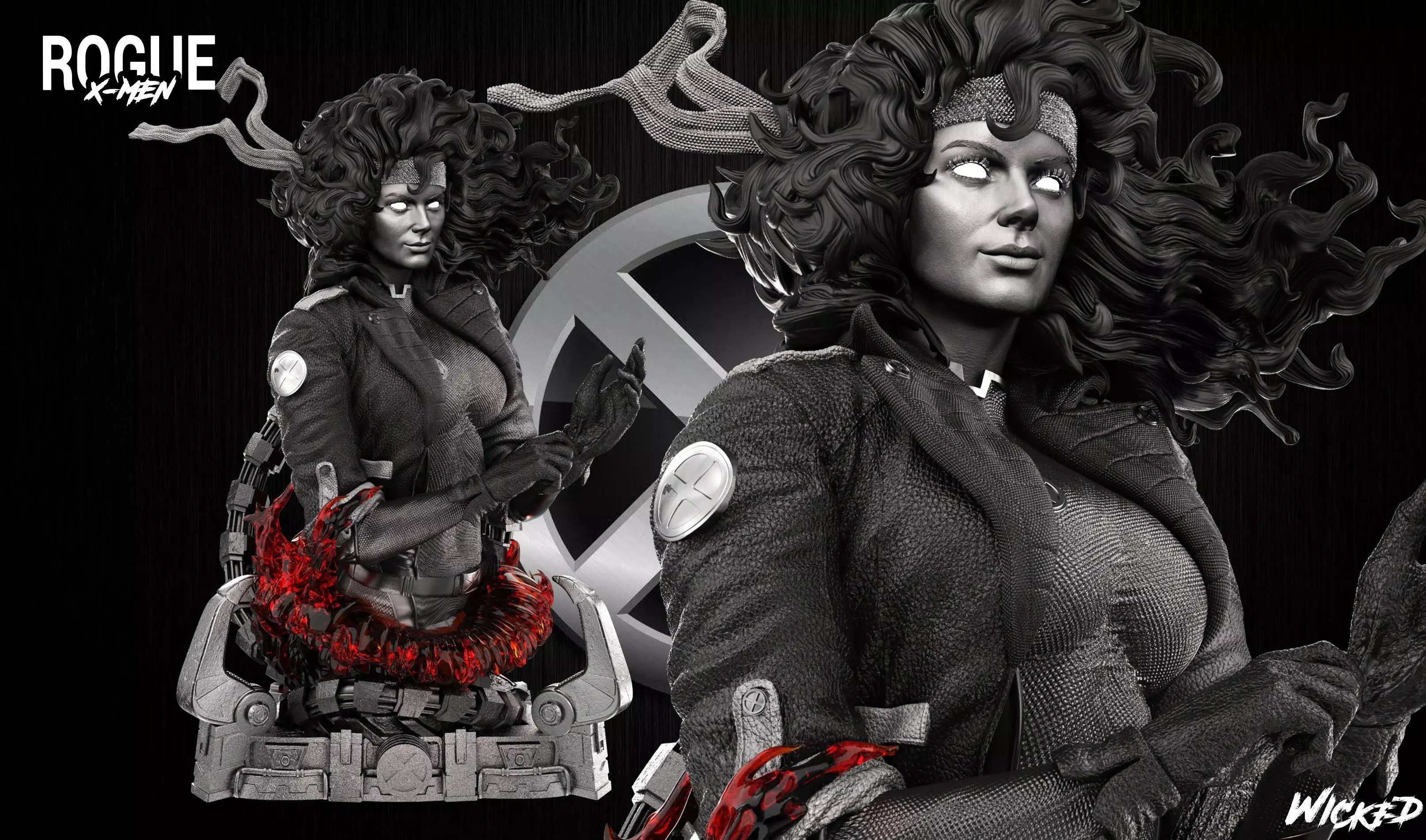 Wicked Marvel Rogue Bust Tested and ready for 3d printing 3D print model_0