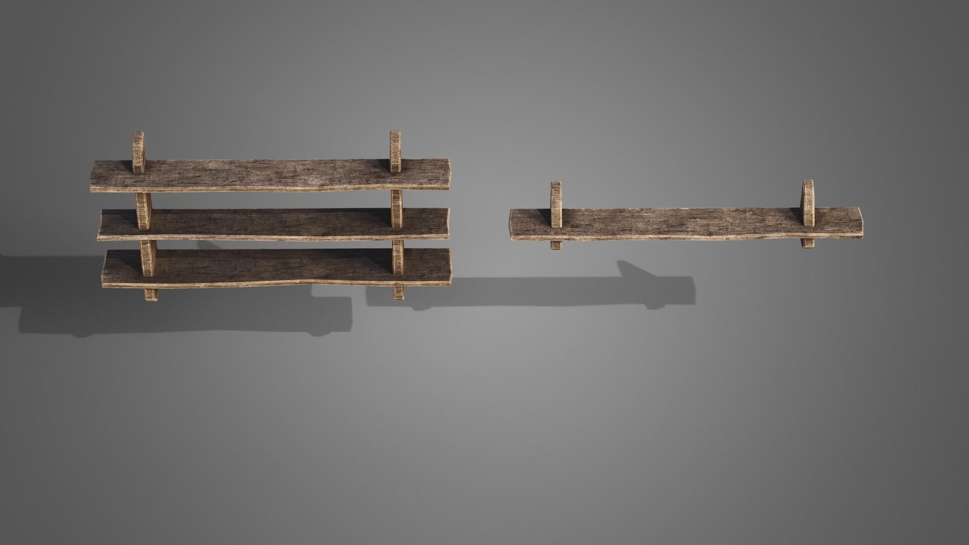 Tavern set wooden bed with plaid blanket Low-poly 3D model_20