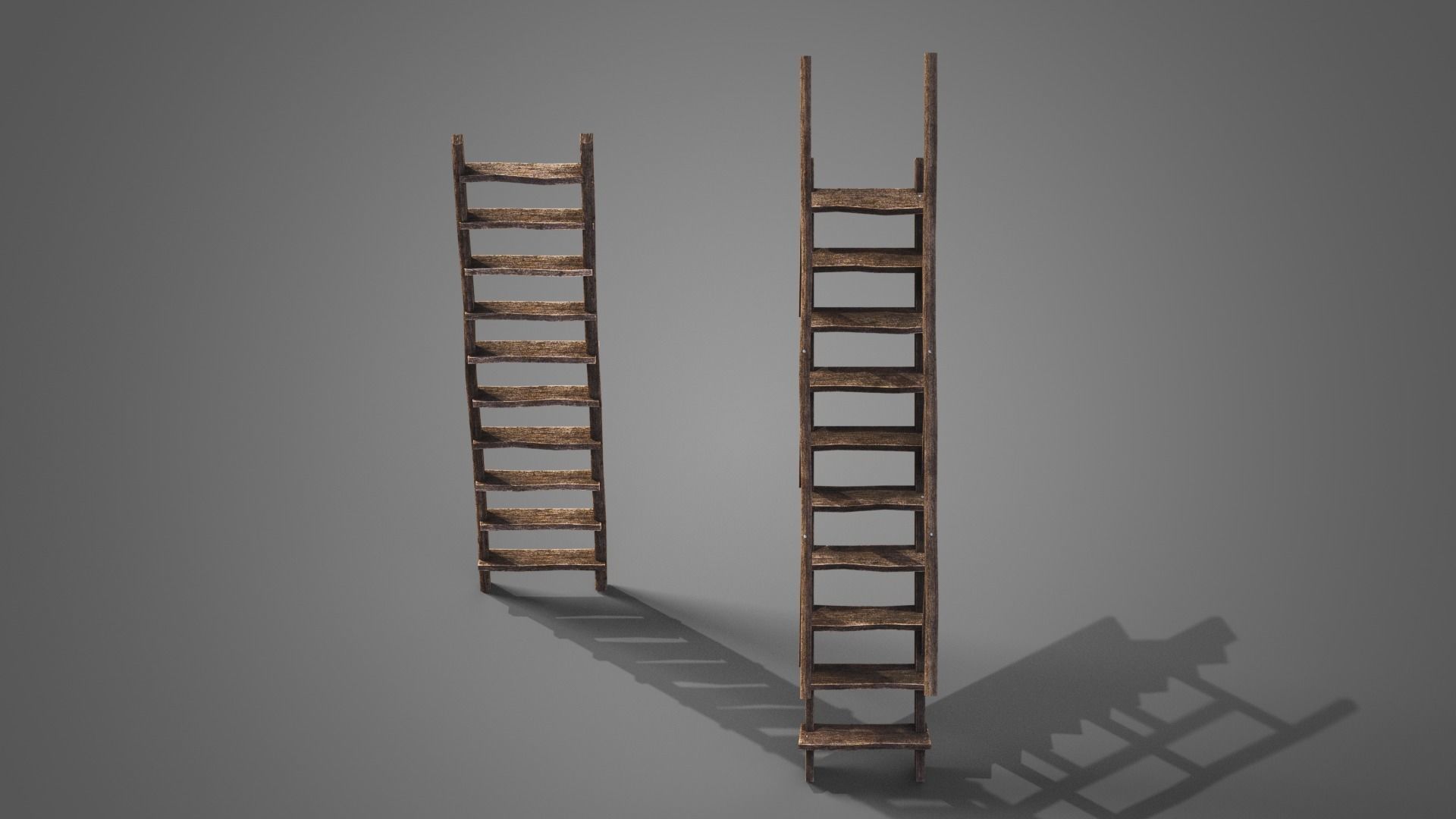 Tavern set wooden bed with plaid blanket Low-poly 3D model_10