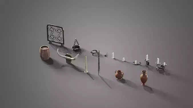 Various props collection Low-poly 3D model