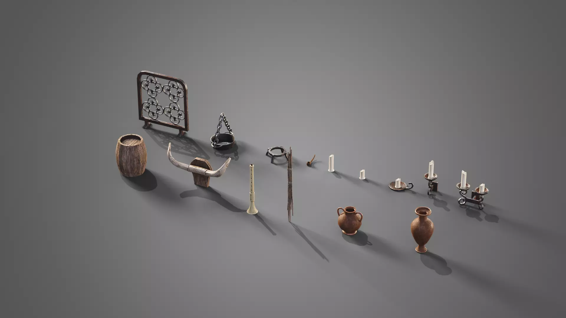 Various props collection Low-poly 3D model_0