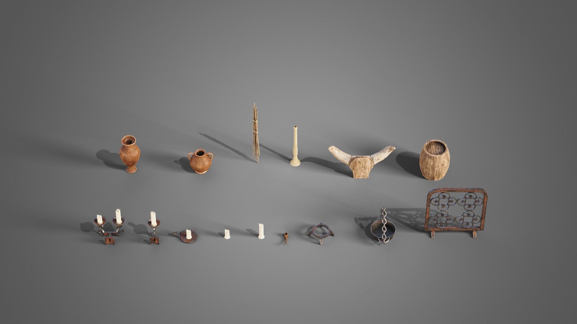 Various props collection Low-poly 3D model_1