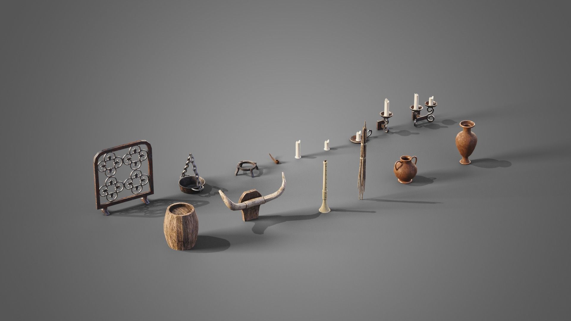 Various props collection Low-poly 3D model_4