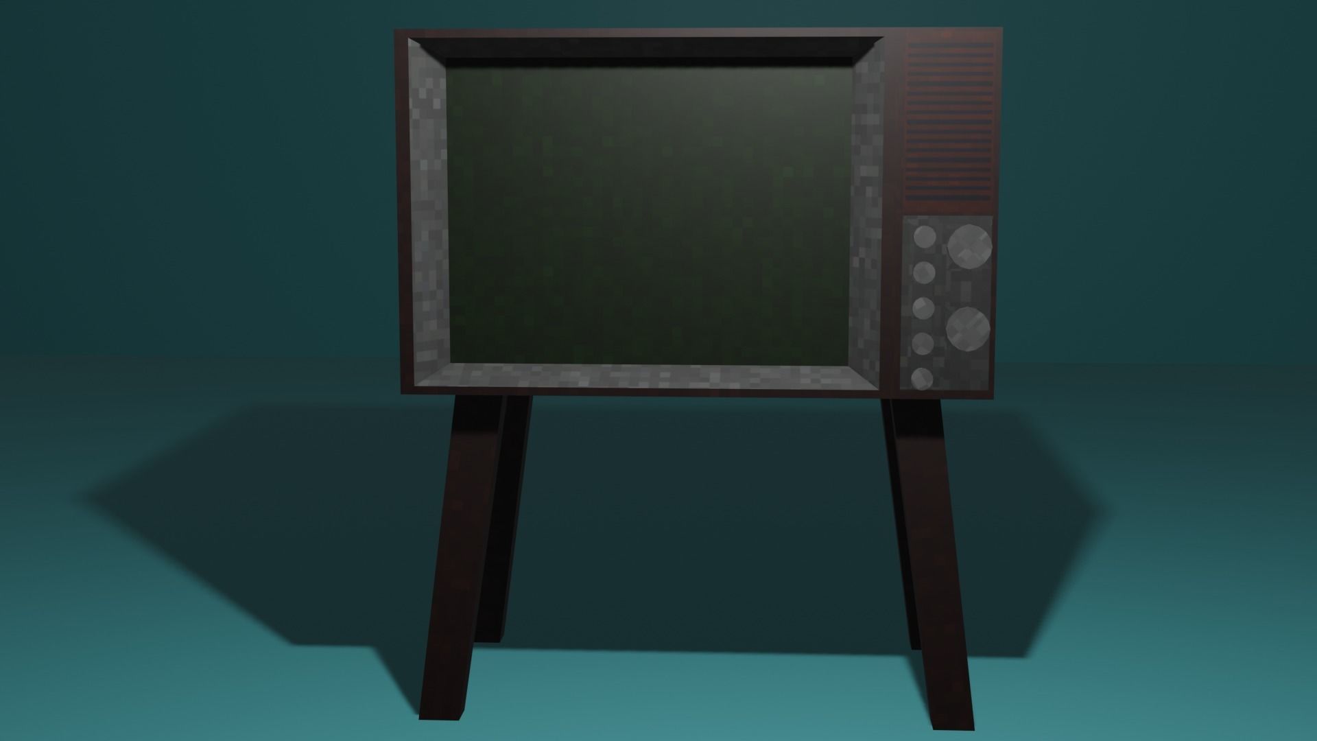 TV Old Retro PS1 PSX style Low-poly 3D model_1