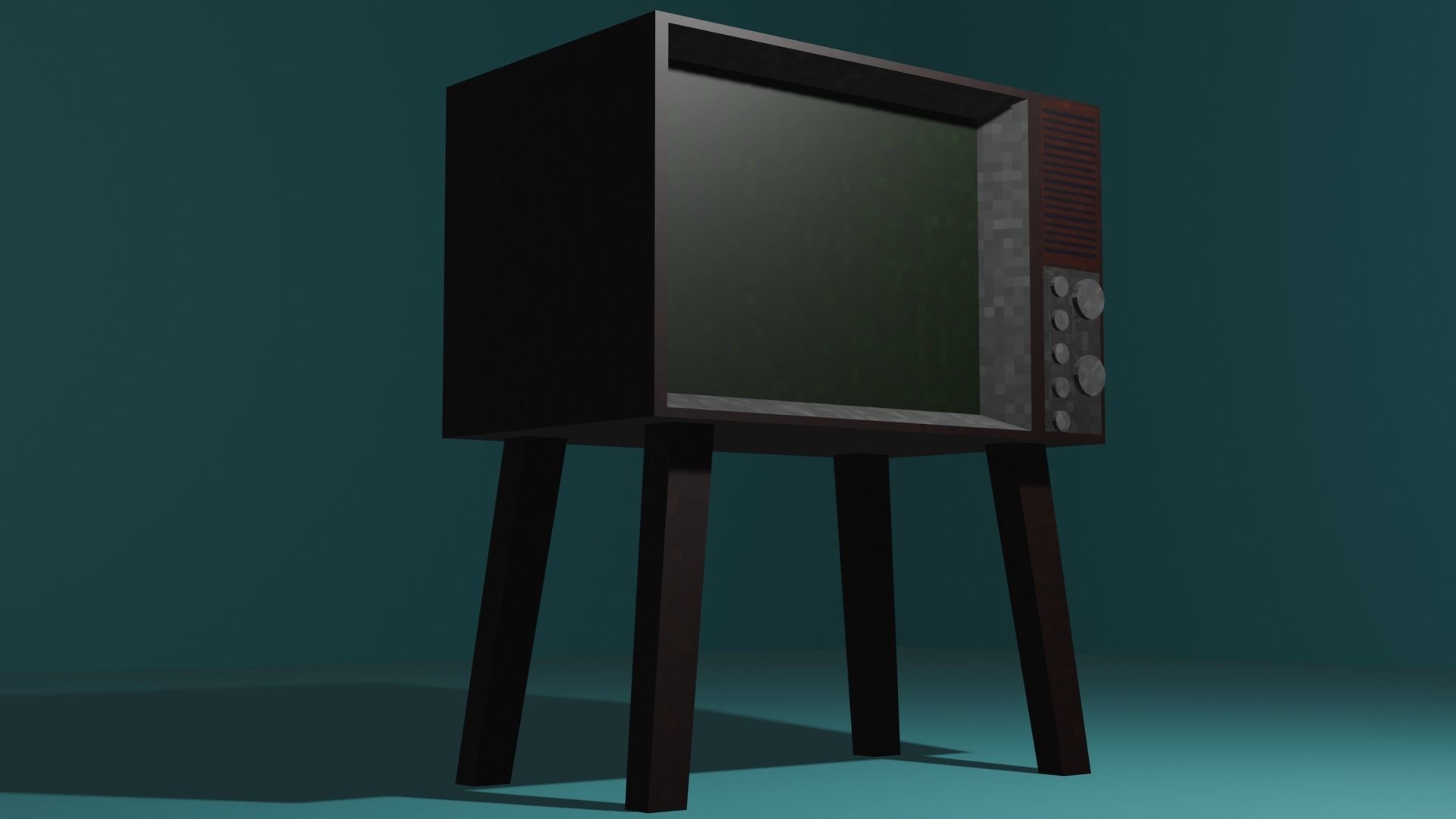 TV Old Retro PS1 PSX style Low-poly 3D model_6