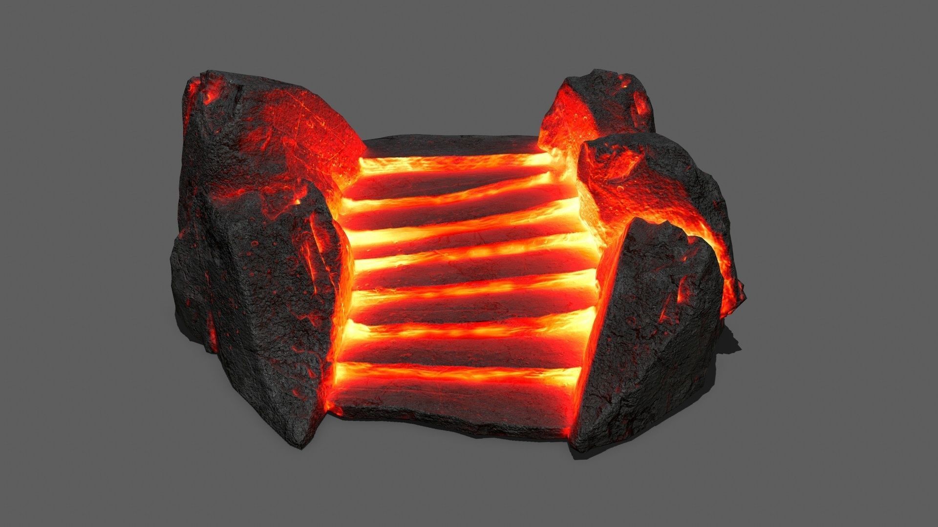 Volcanic Stair Low-poly 3D model_1