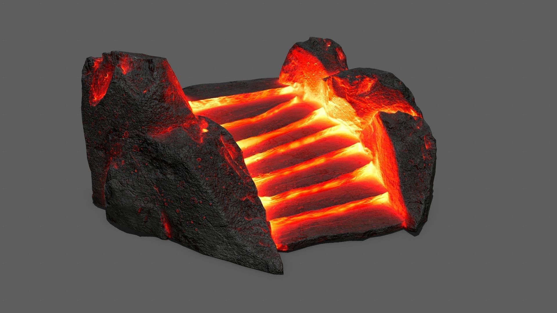 Volcanic Stair Low-poly 3D model_7