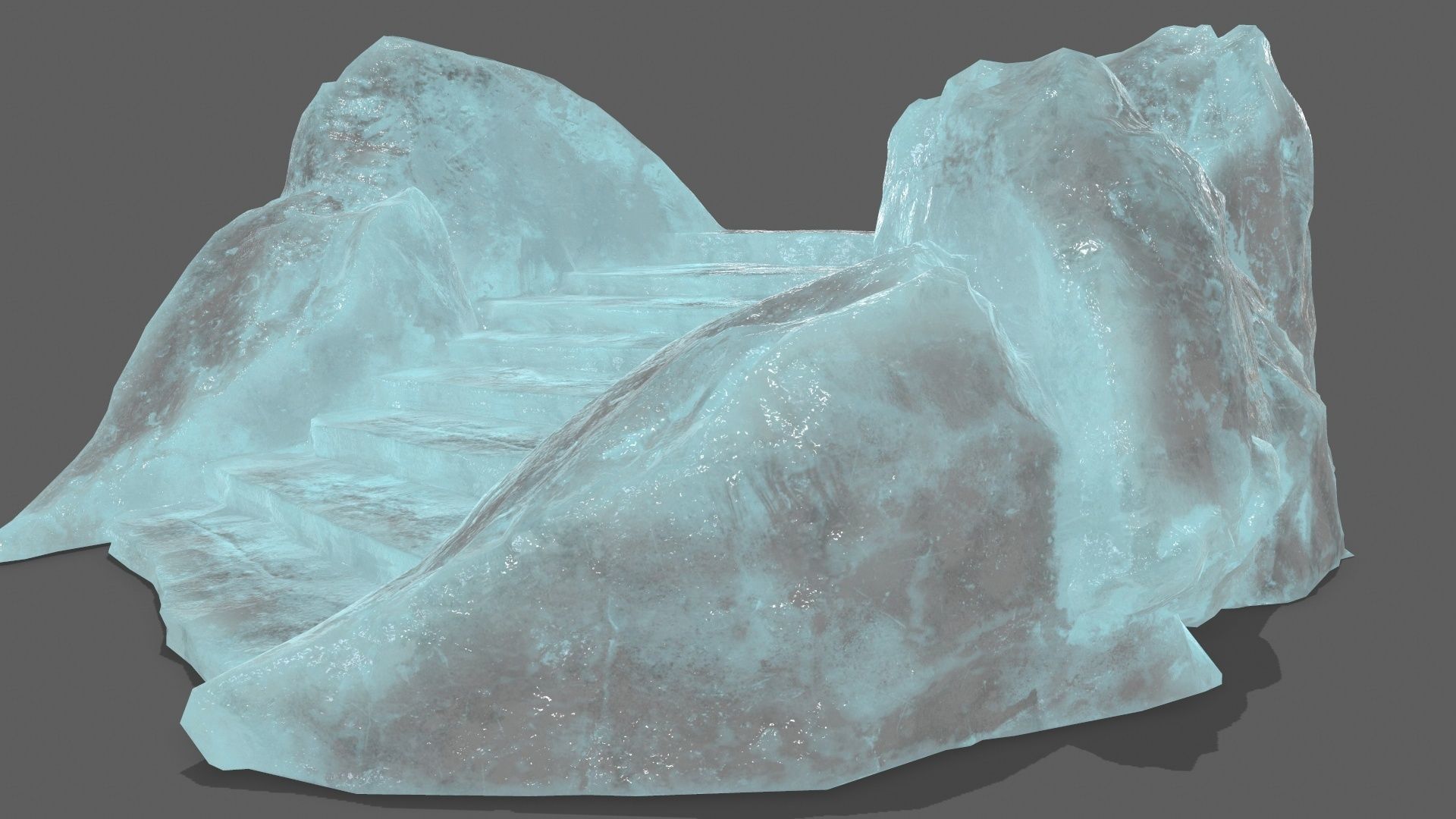 Ice Rock Stair Low-poly 3D model_9