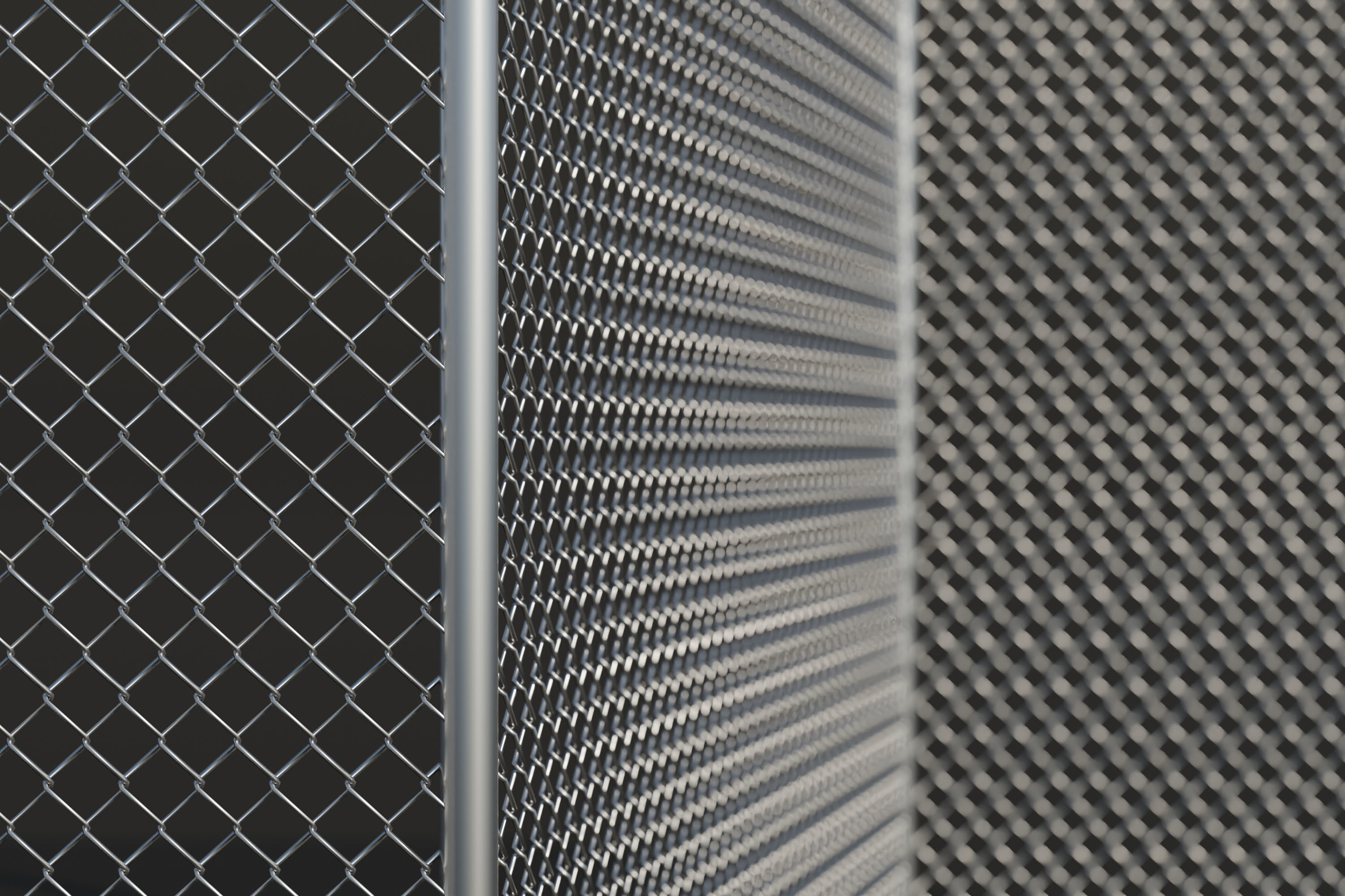 Procedural Chain Link Fence With Faux Hedge Slats 3D model_6