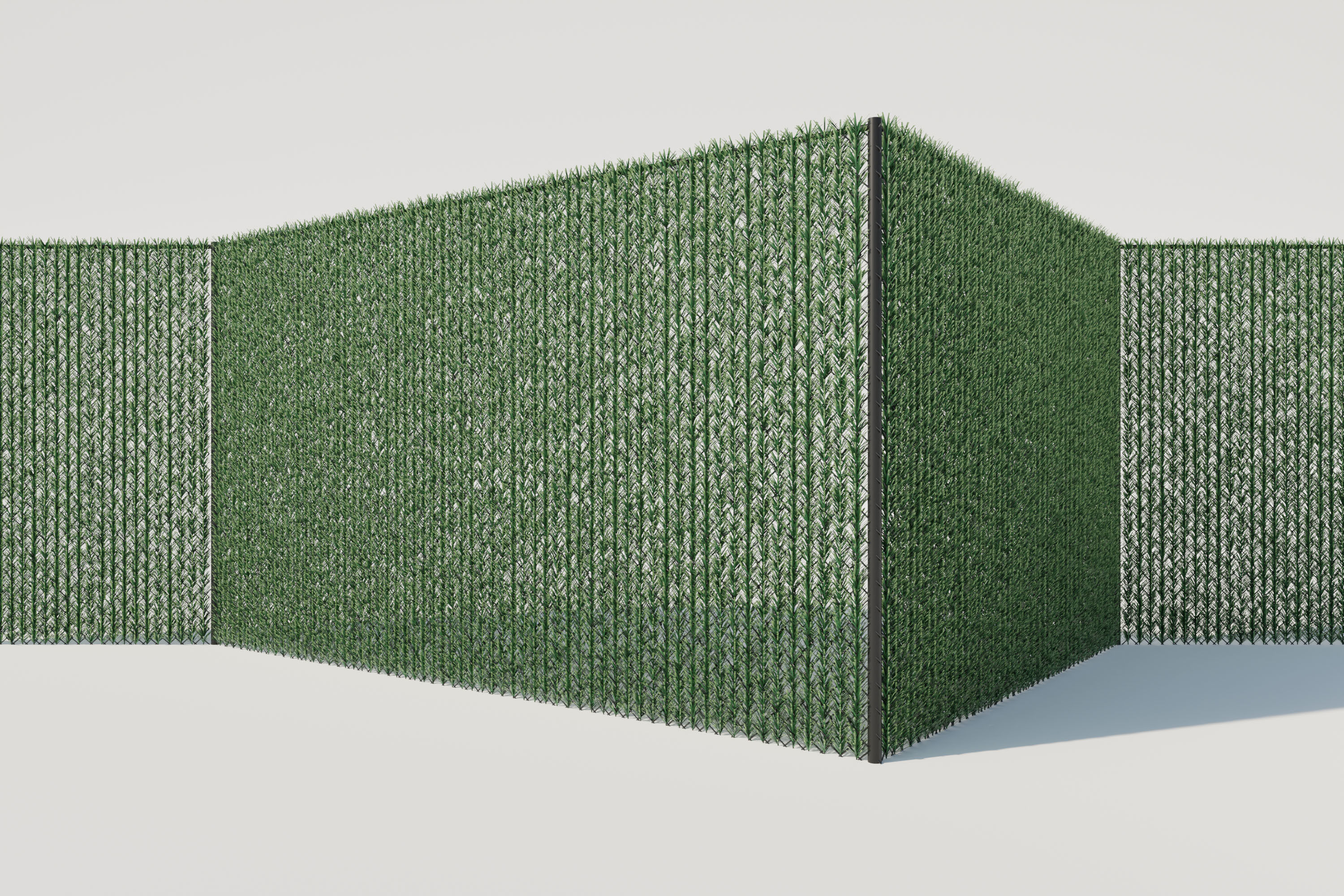 Procedural Chain Link Fence With Faux Hedge Slats 3D model_4