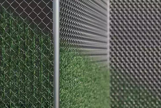 Procedural Chain Link Fence With Faux Hedge Slats