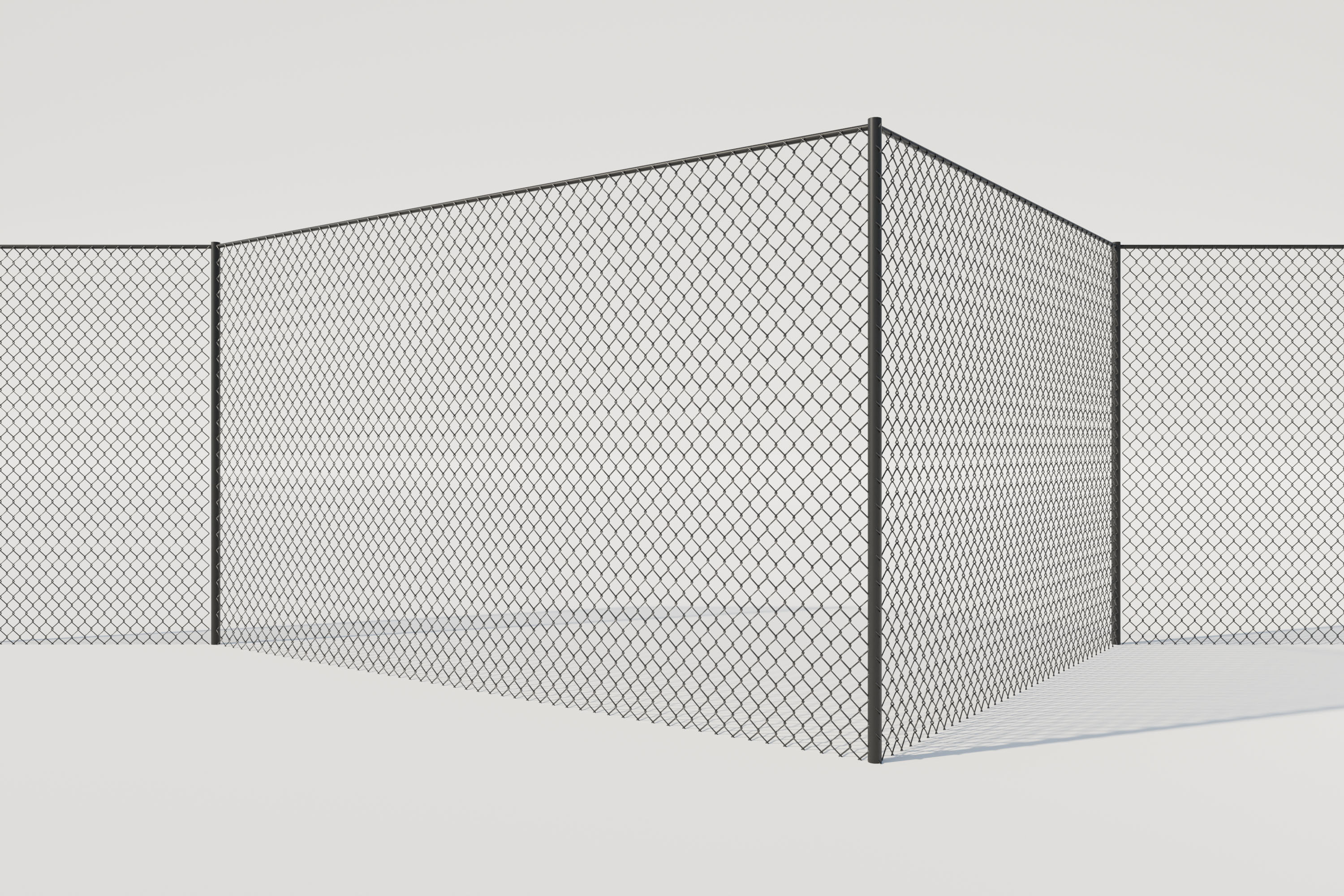 Procedural Chain Link Fence With Faux Hedge Slats 3D model_3
