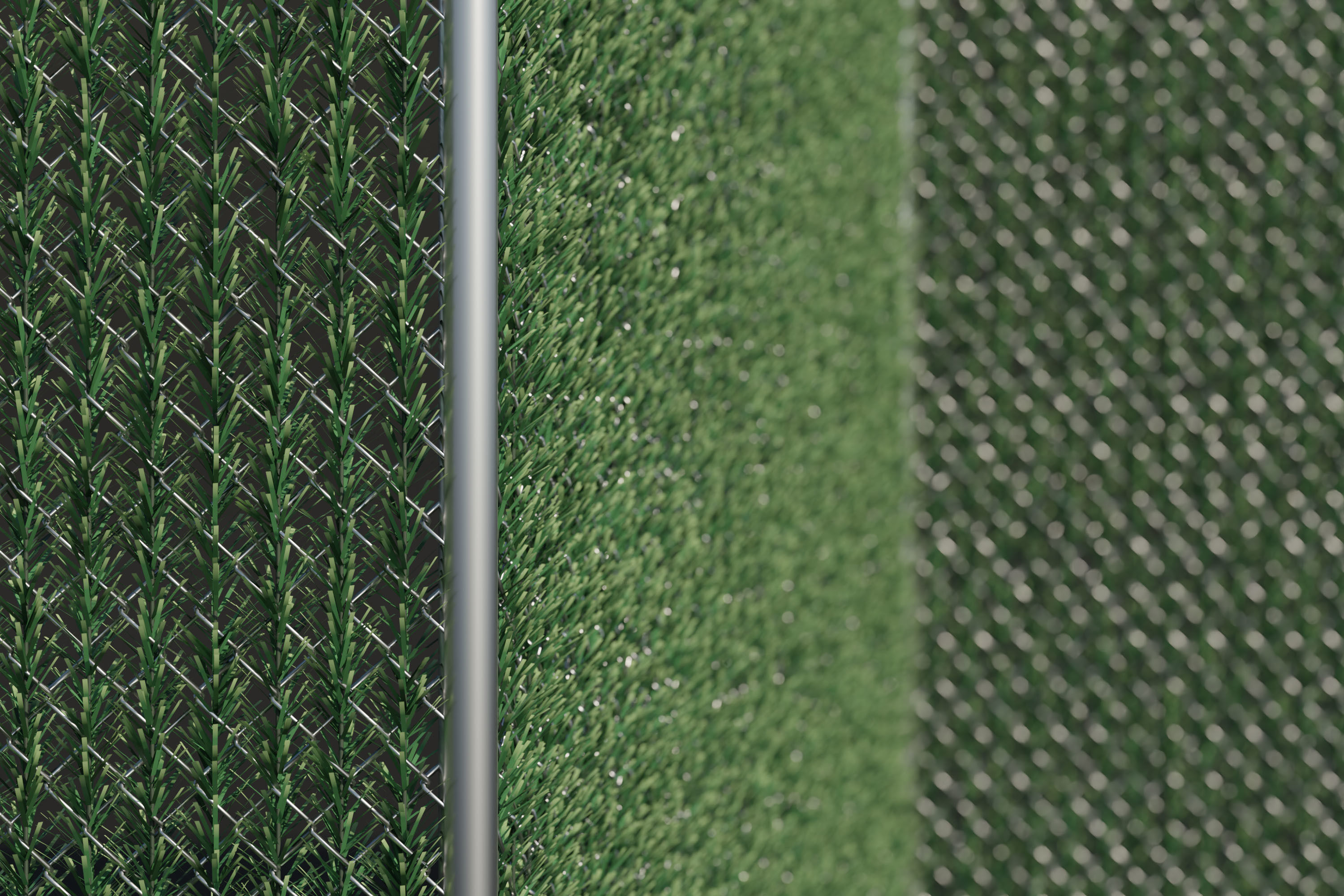 Procedural Chain Link Fence With Faux Hedge Slats 3D model_5