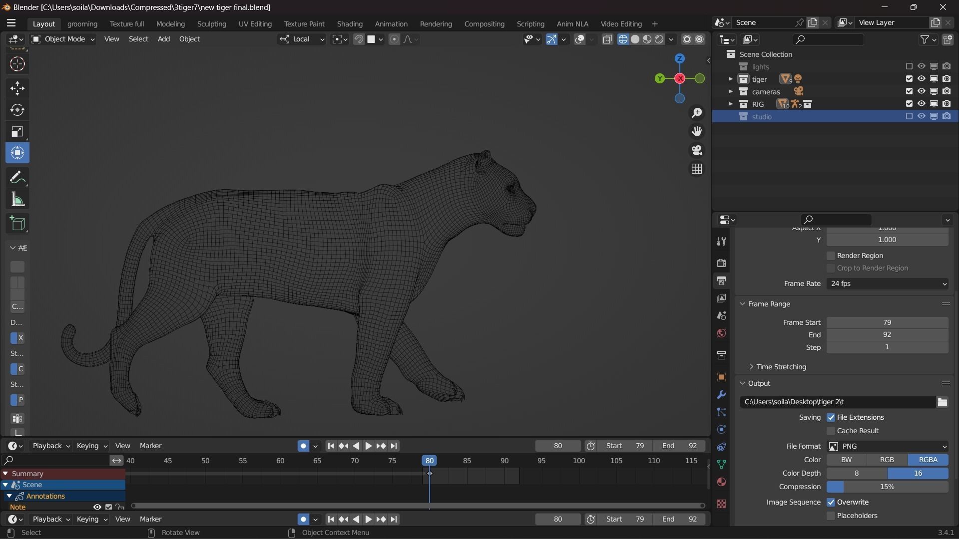 Tiger Bengal rigged and animated model photorealistic Low-poly 3D model_14