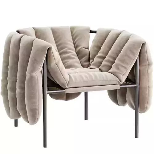 Puffy lounge chair natural black grey steel