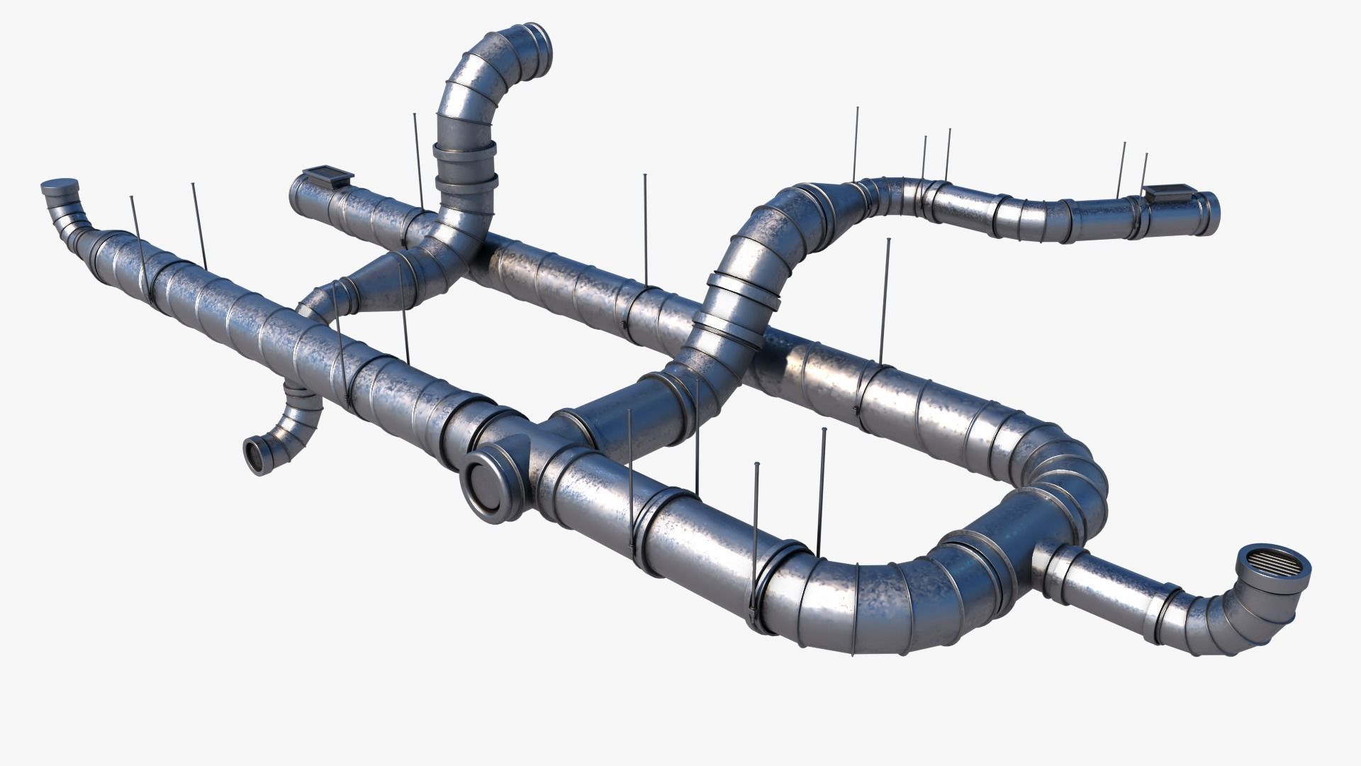Ventilation System Low-poly 3D model_6