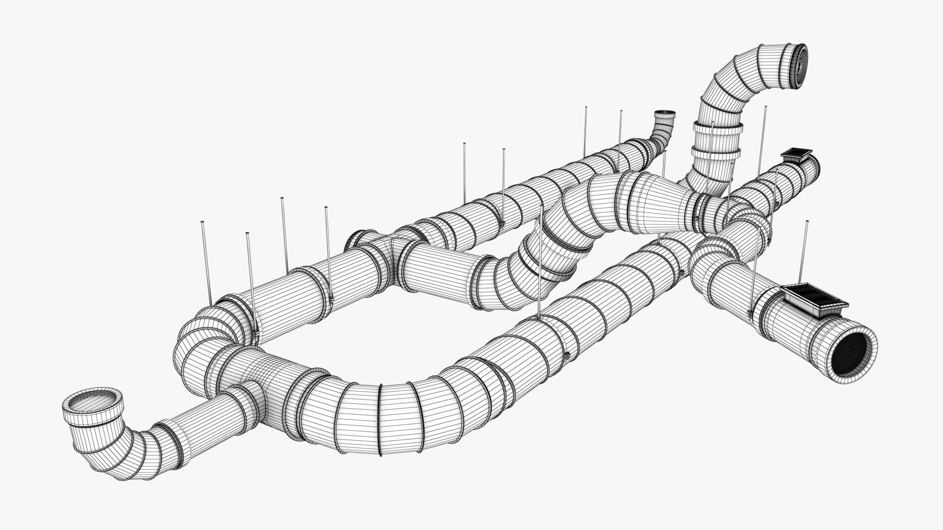 Ventilation System Low-poly 3D model_12