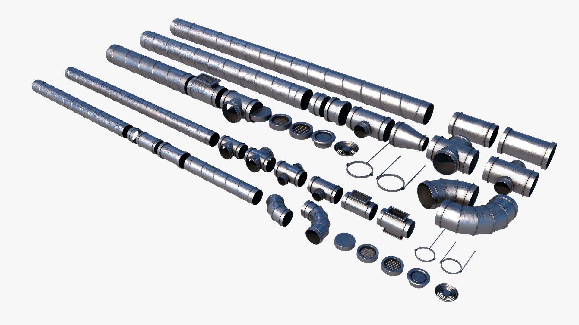 Ventilation System Low-poly 3D model_7