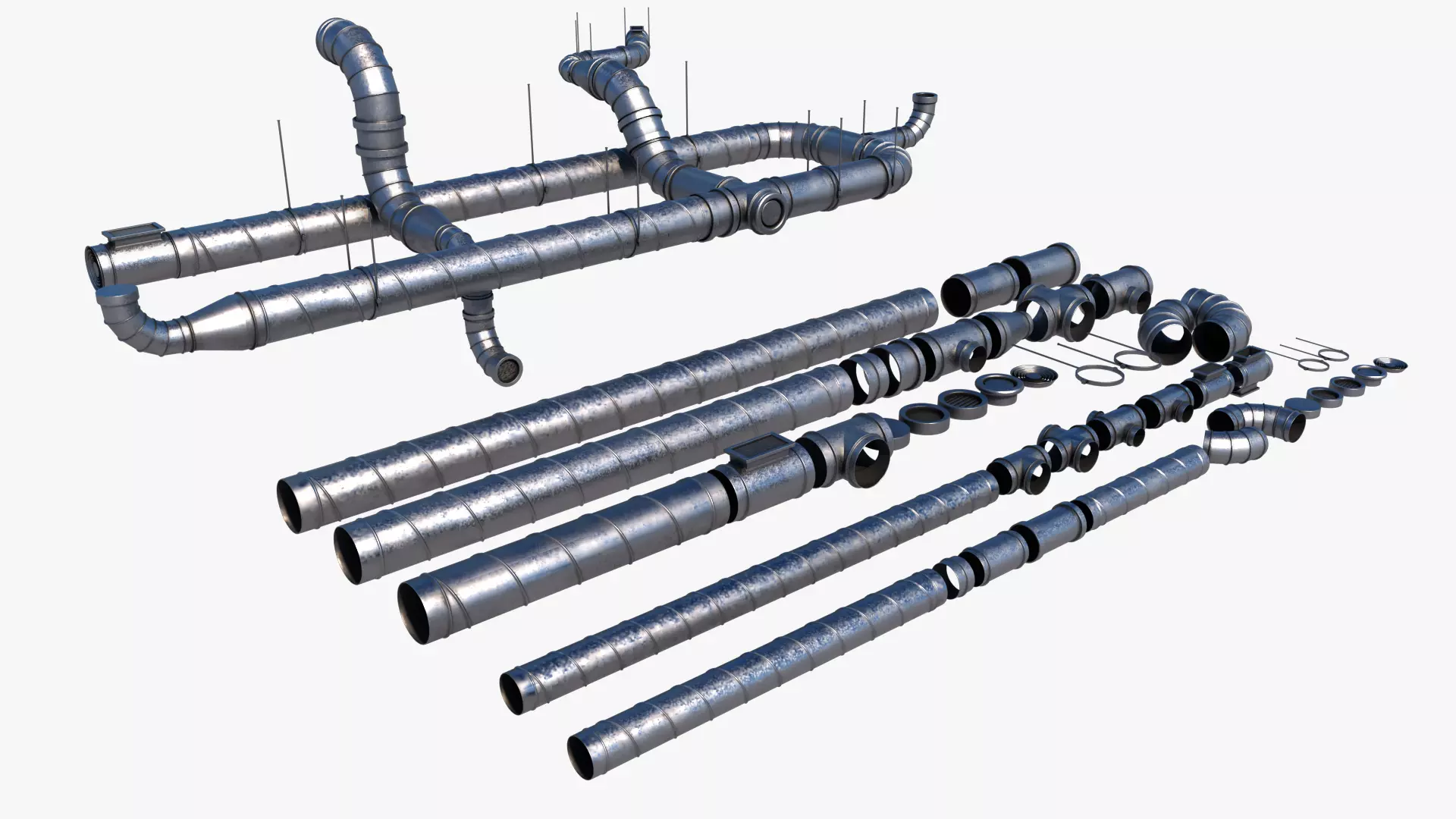 Ventilation System Low-poly 3D model_0