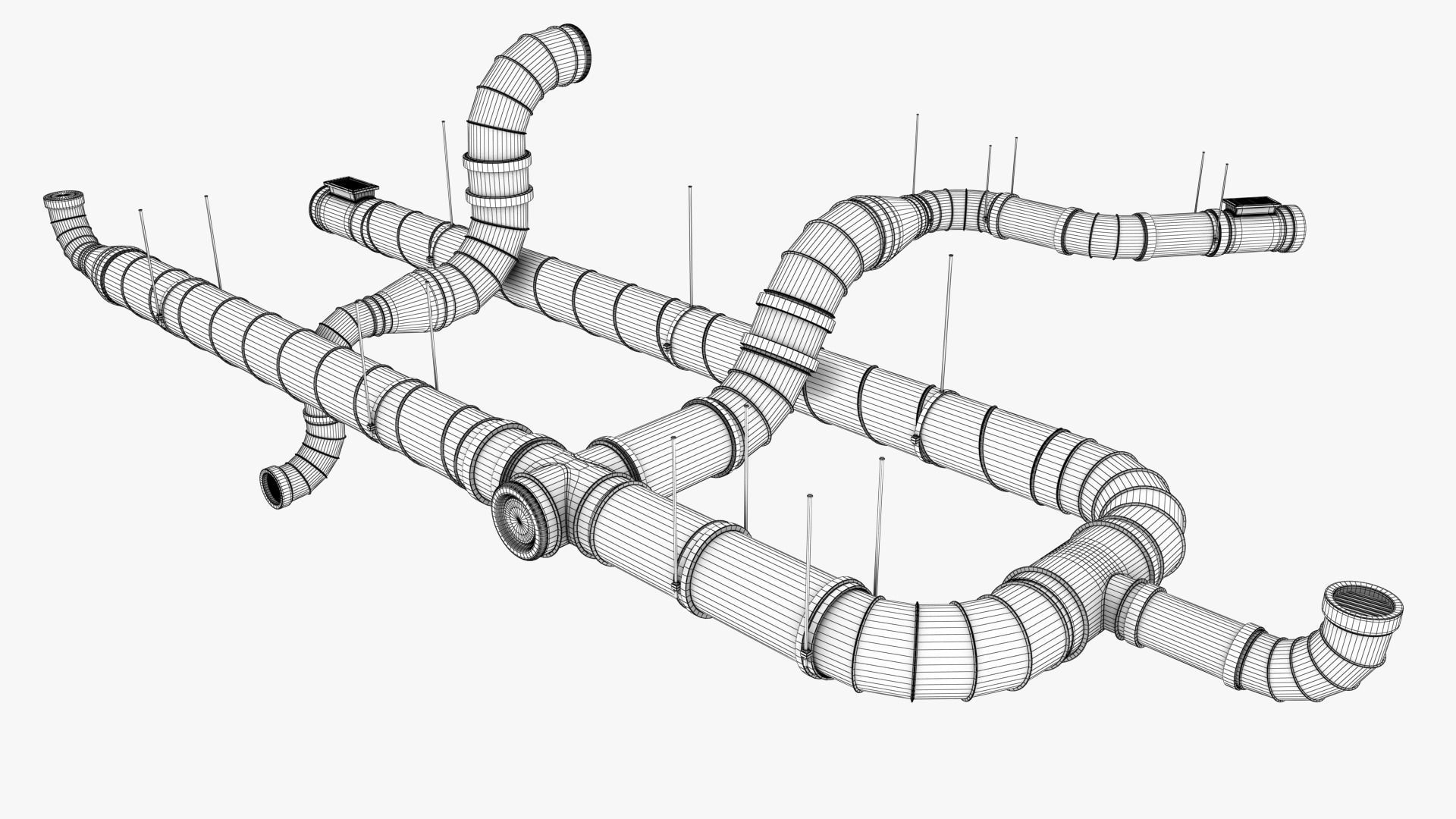 Ventilation System Low-poly 3D model_13