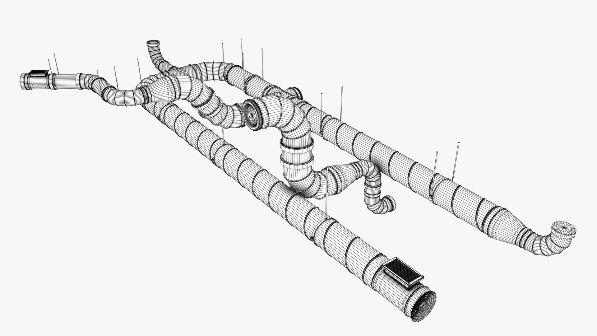 Ventilation System Low-poly 3D model_11