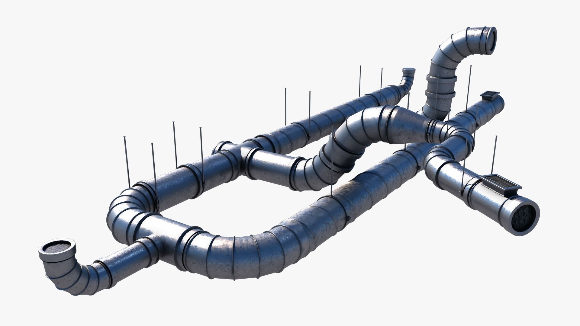 Ventilation System Low-poly 3D model_5