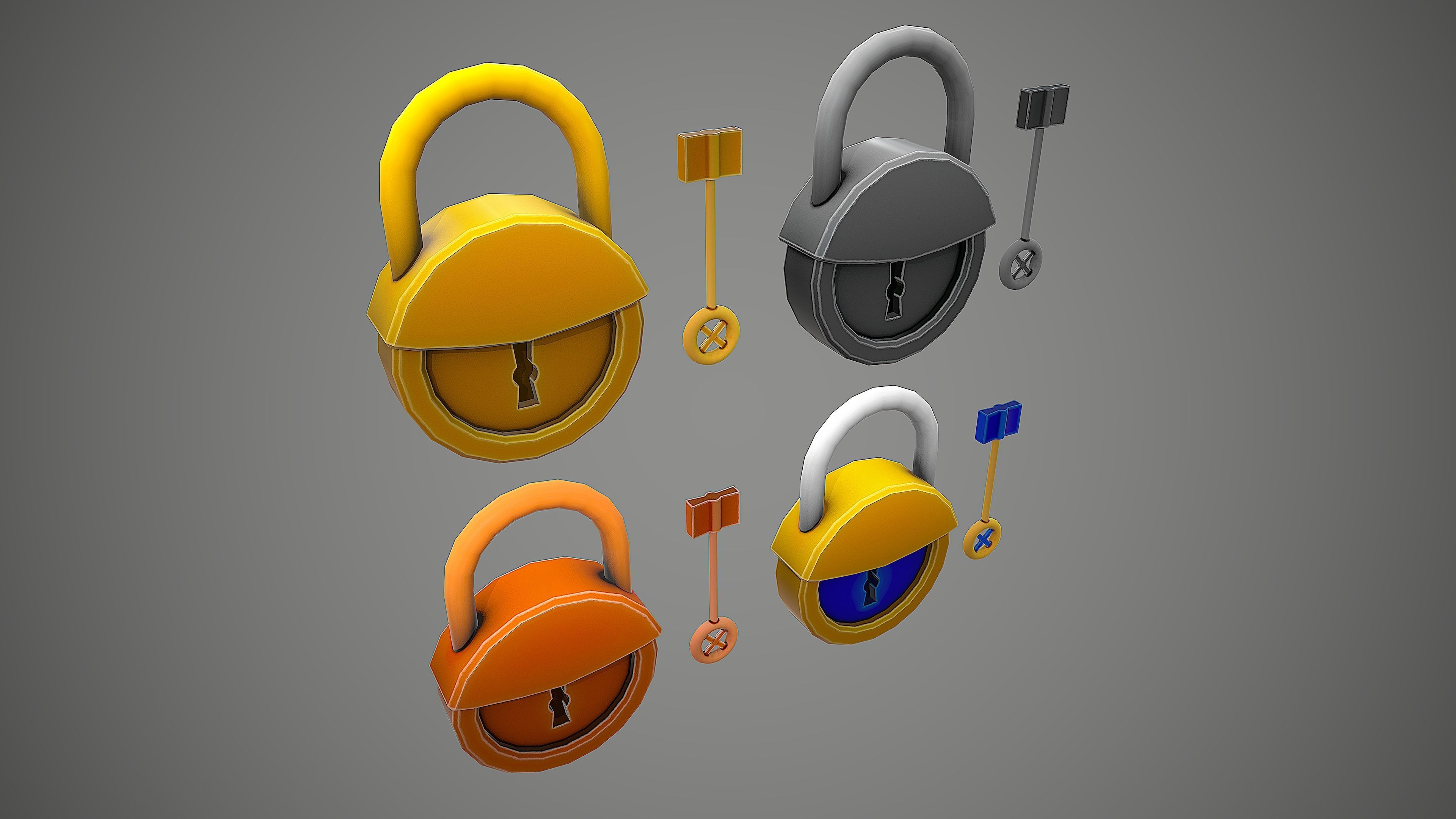 PADLOCK 2 CARTOON STYLIZED Low-poly 3D model_4
