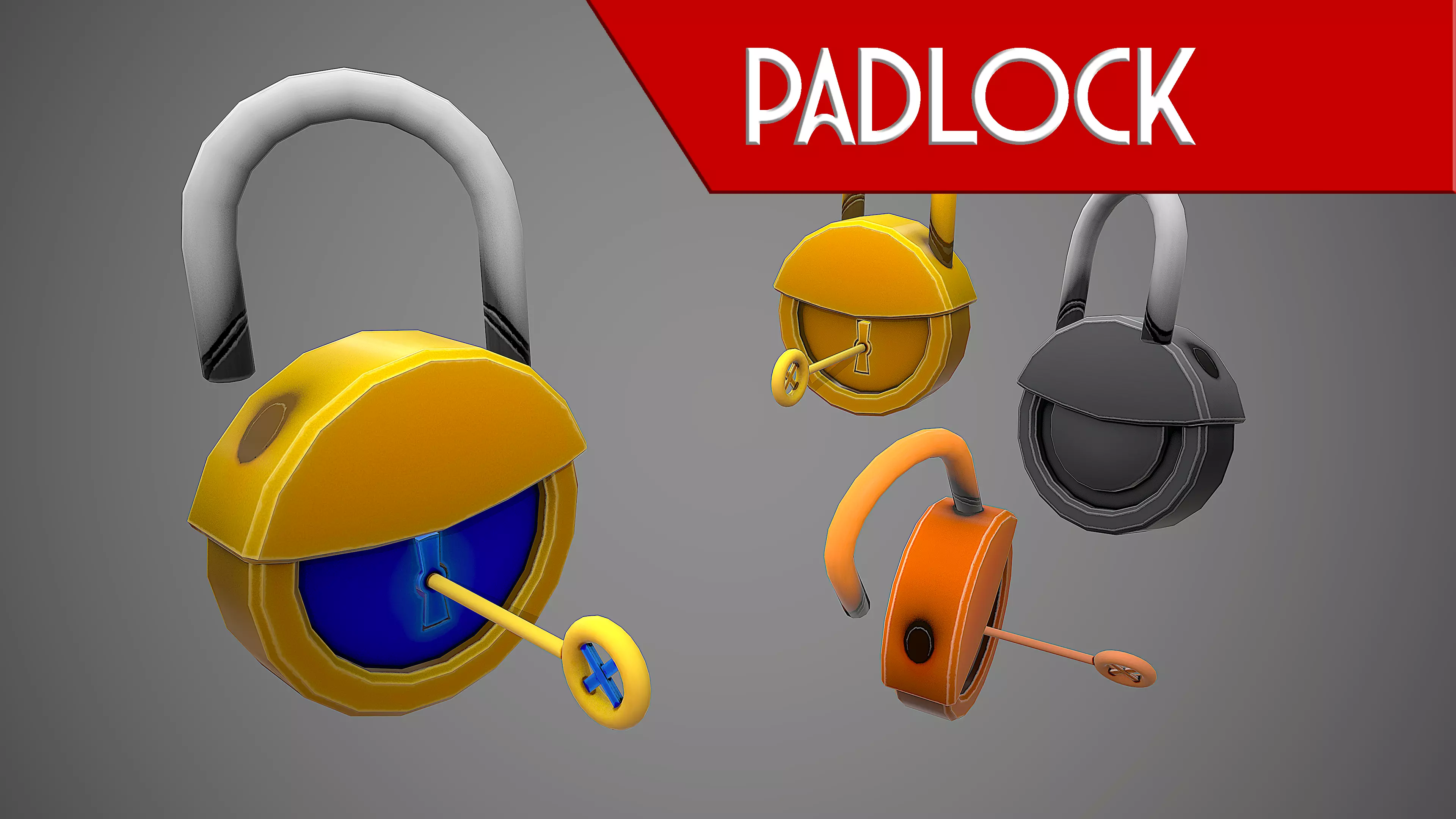 PADLOCK 2 CARTOON STYLIZED Low-poly 3D model_0