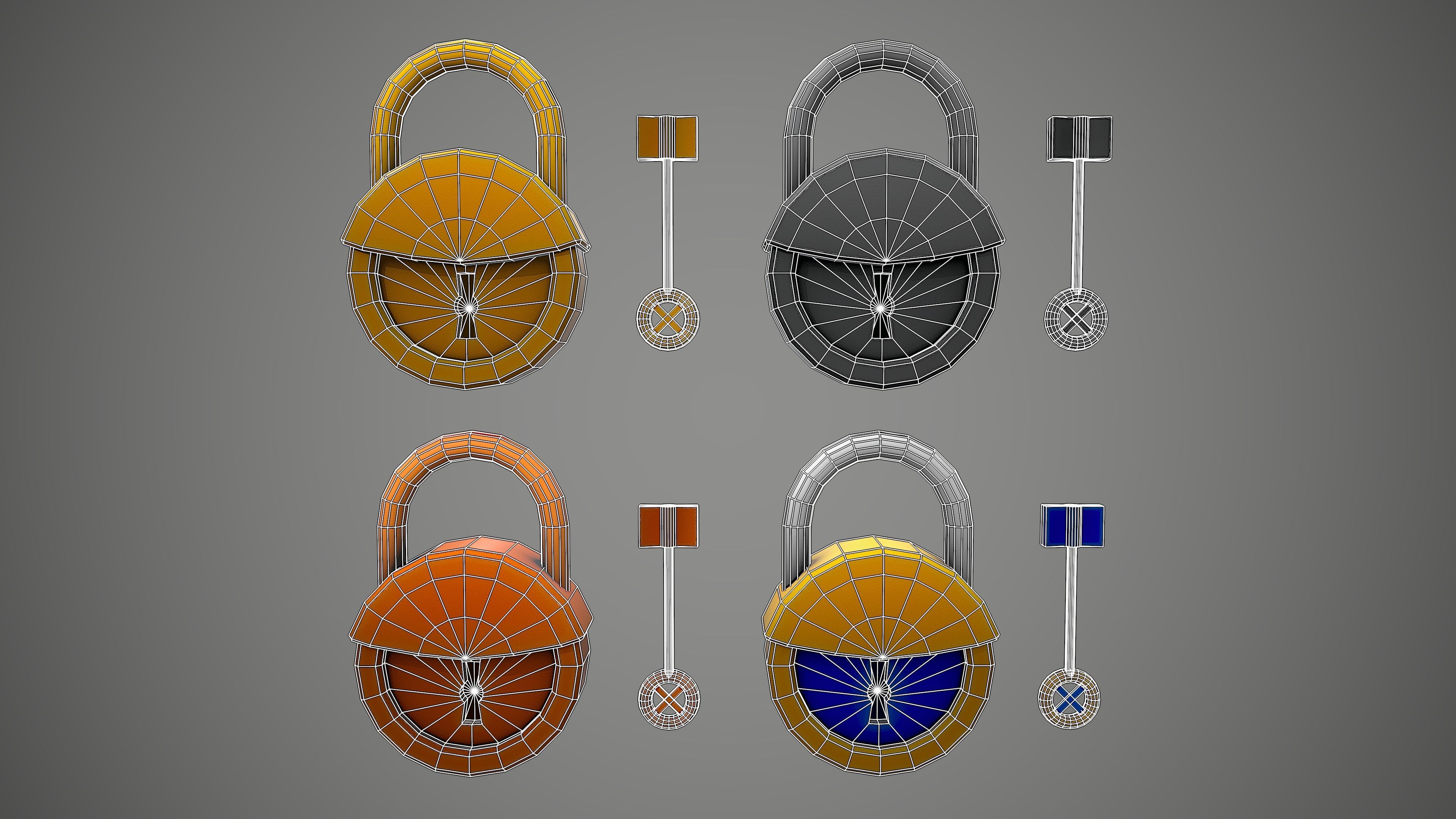 PADLOCK 2 CARTOON STYLIZED Low-poly 3D model_3
