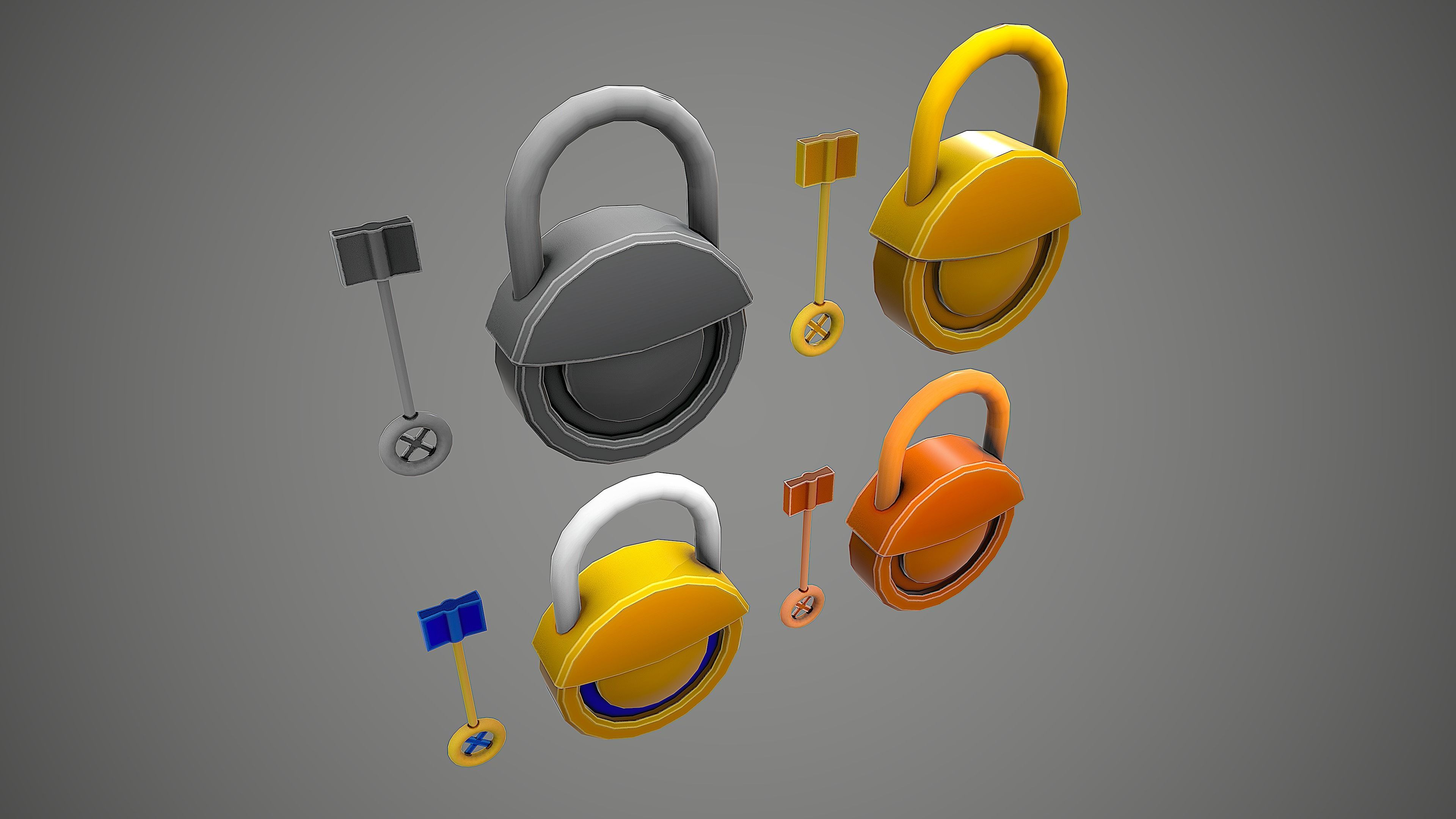 PADLOCK 2 CARTOON STYLIZED Low-poly 3D model_6