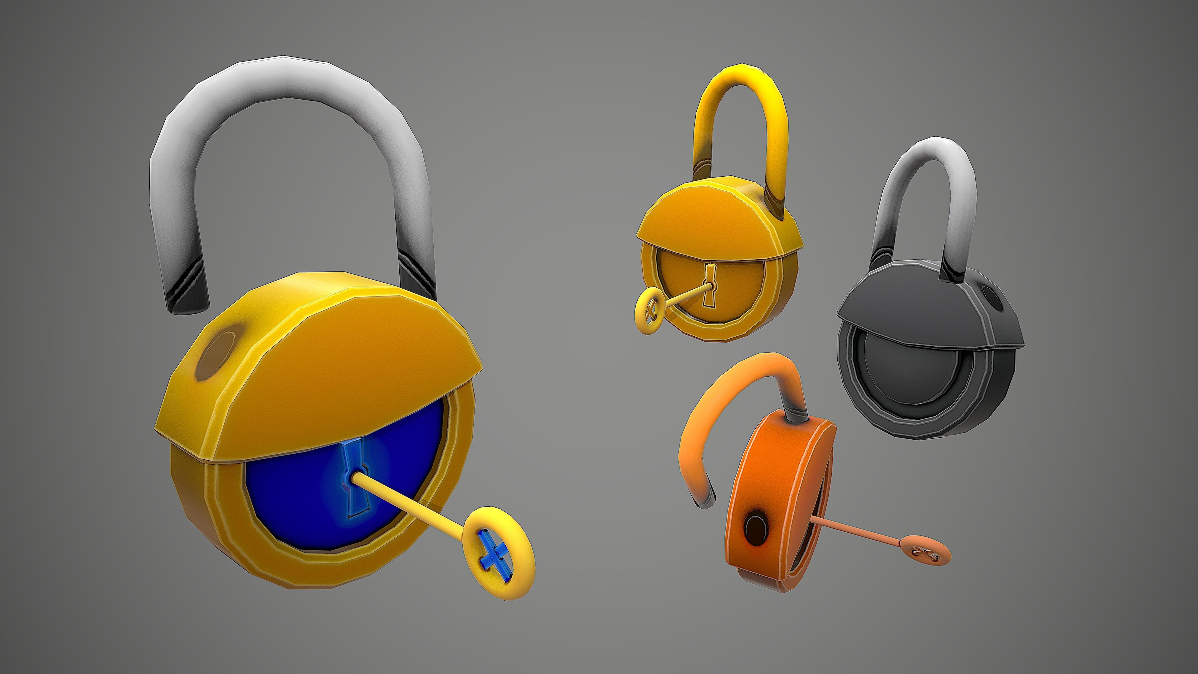 PADLOCK 2 CARTOON STYLIZED Low-poly 3D model_9
