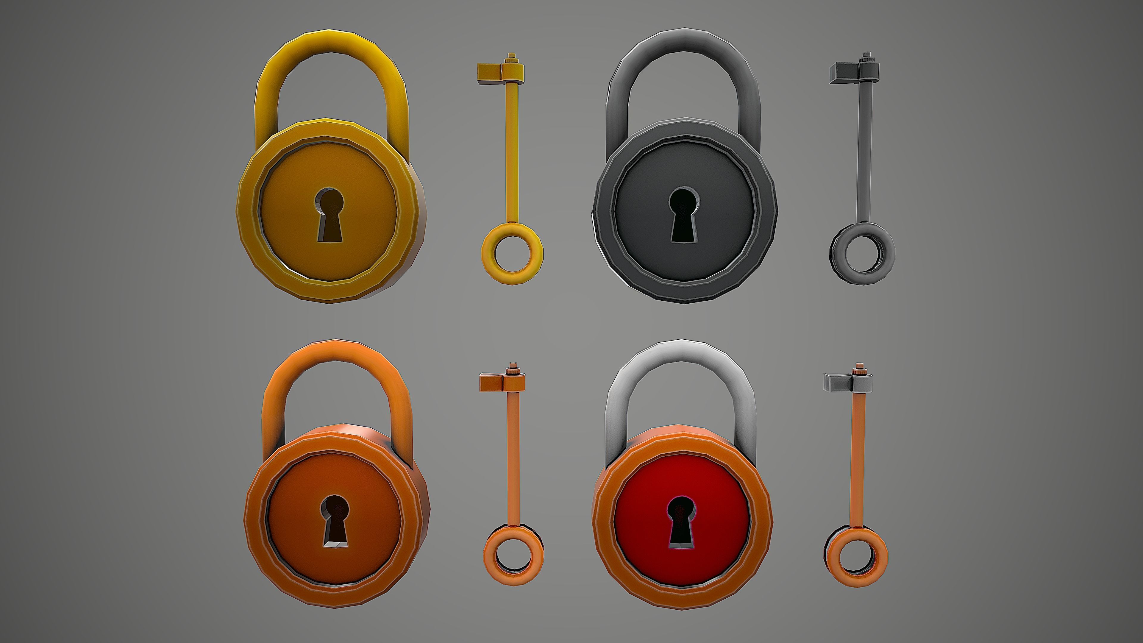  PADLOCK 3 CARTOON STYLIZED Low-poly 3D model_2