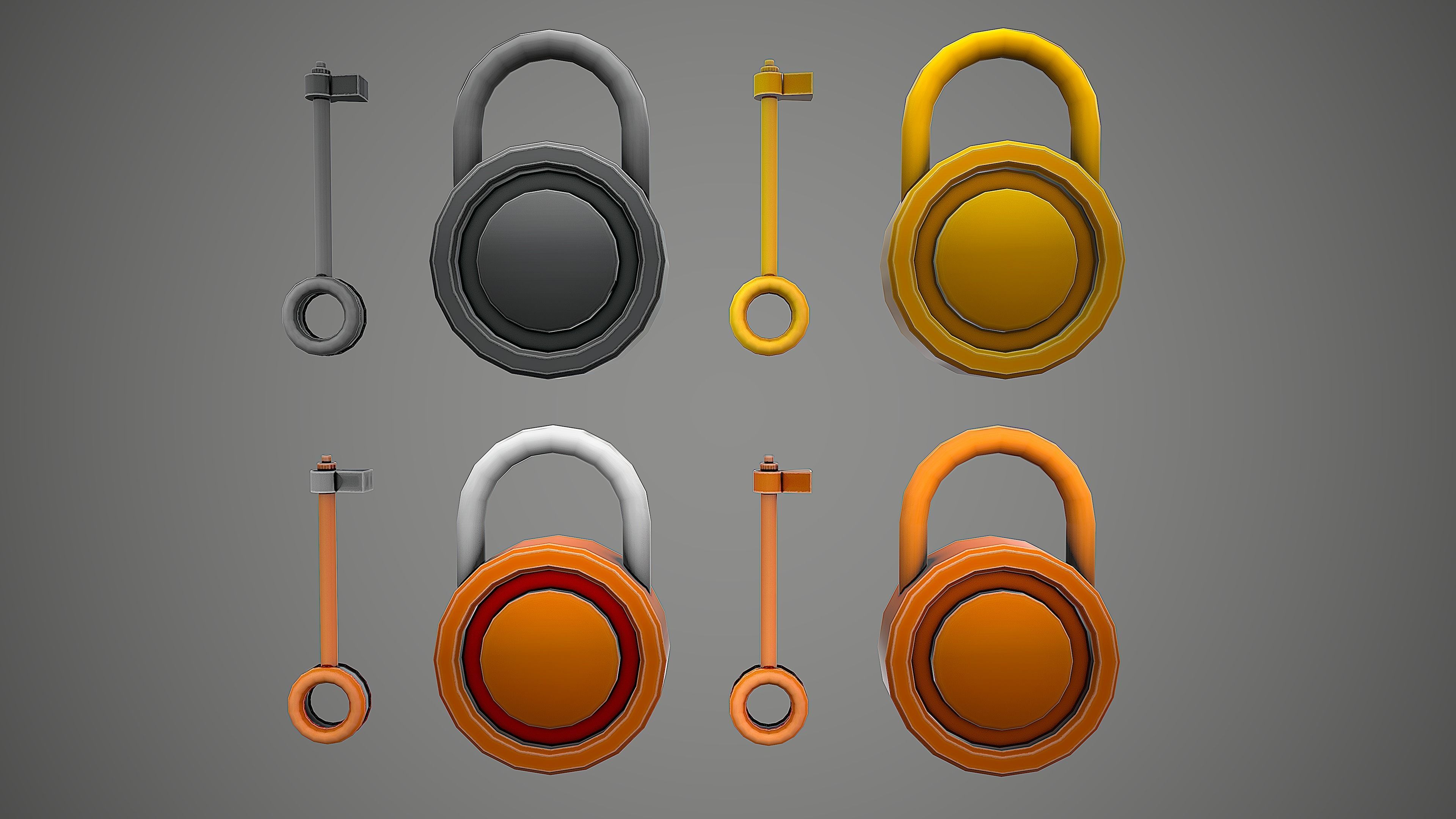  PADLOCK 3 CARTOON STYLIZED Low-poly 3D model_5