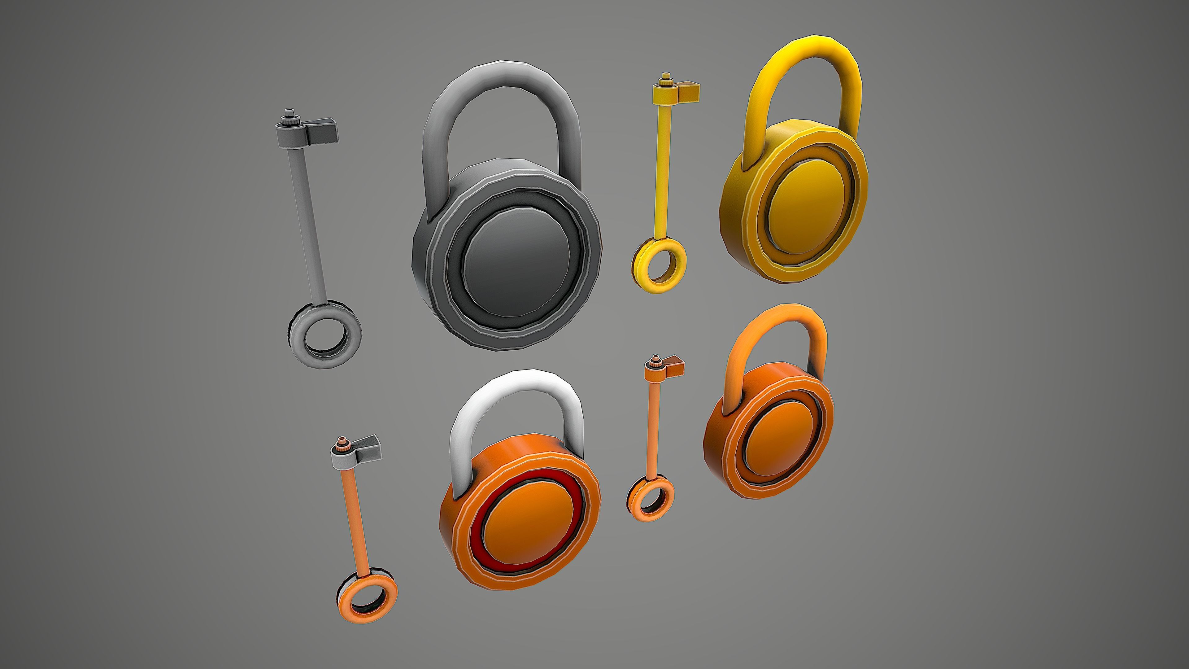  PADLOCK 3 CARTOON STYLIZED Low-poly 3D model_6