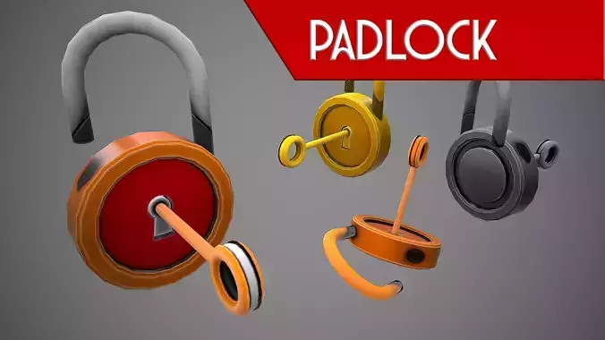  PADLOCK 3 CARTOON STYLIZED Low-poly 3D model