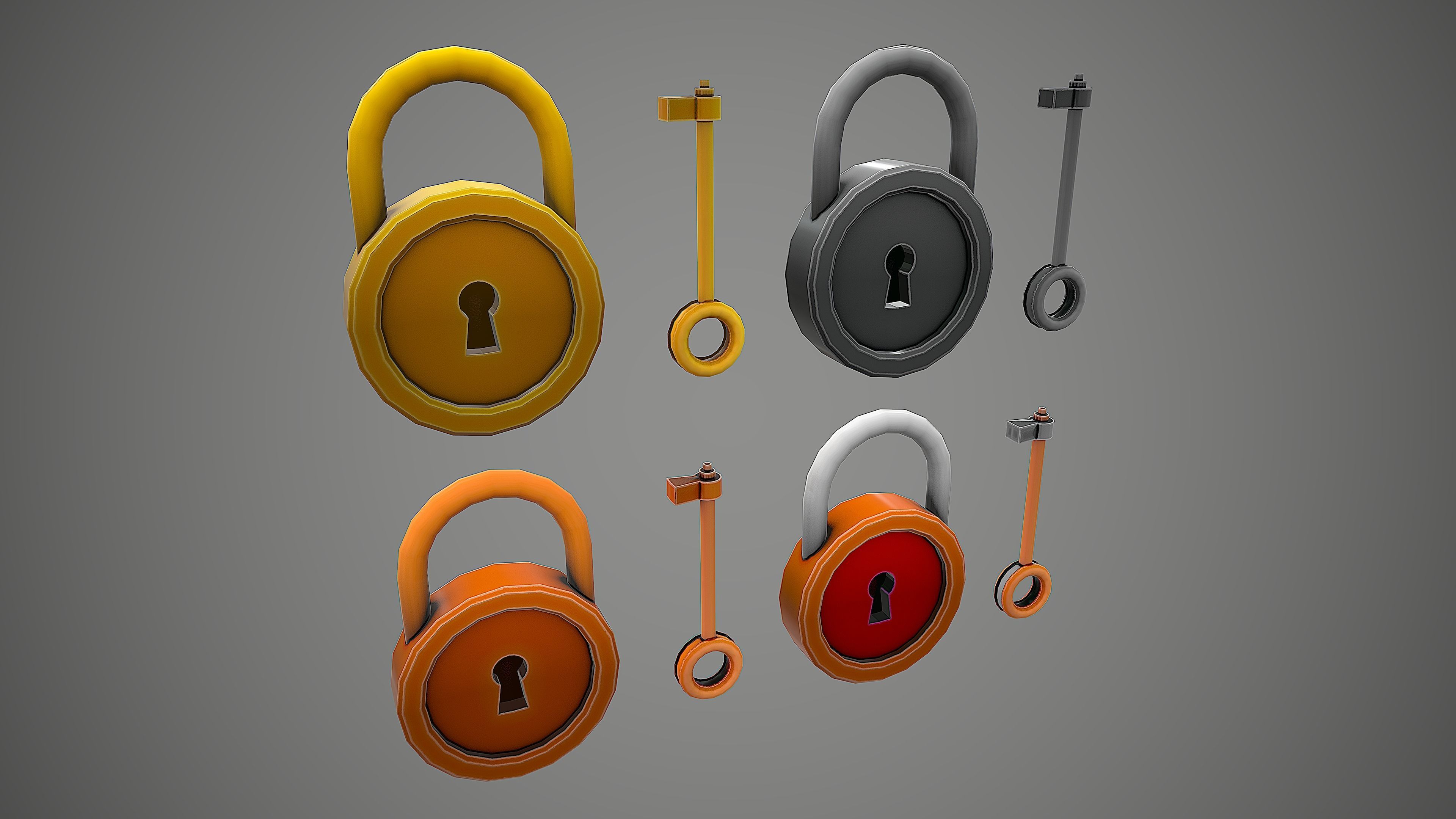  PADLOCK 3 CARTOON STYLIZED Low-poly 3D model_4