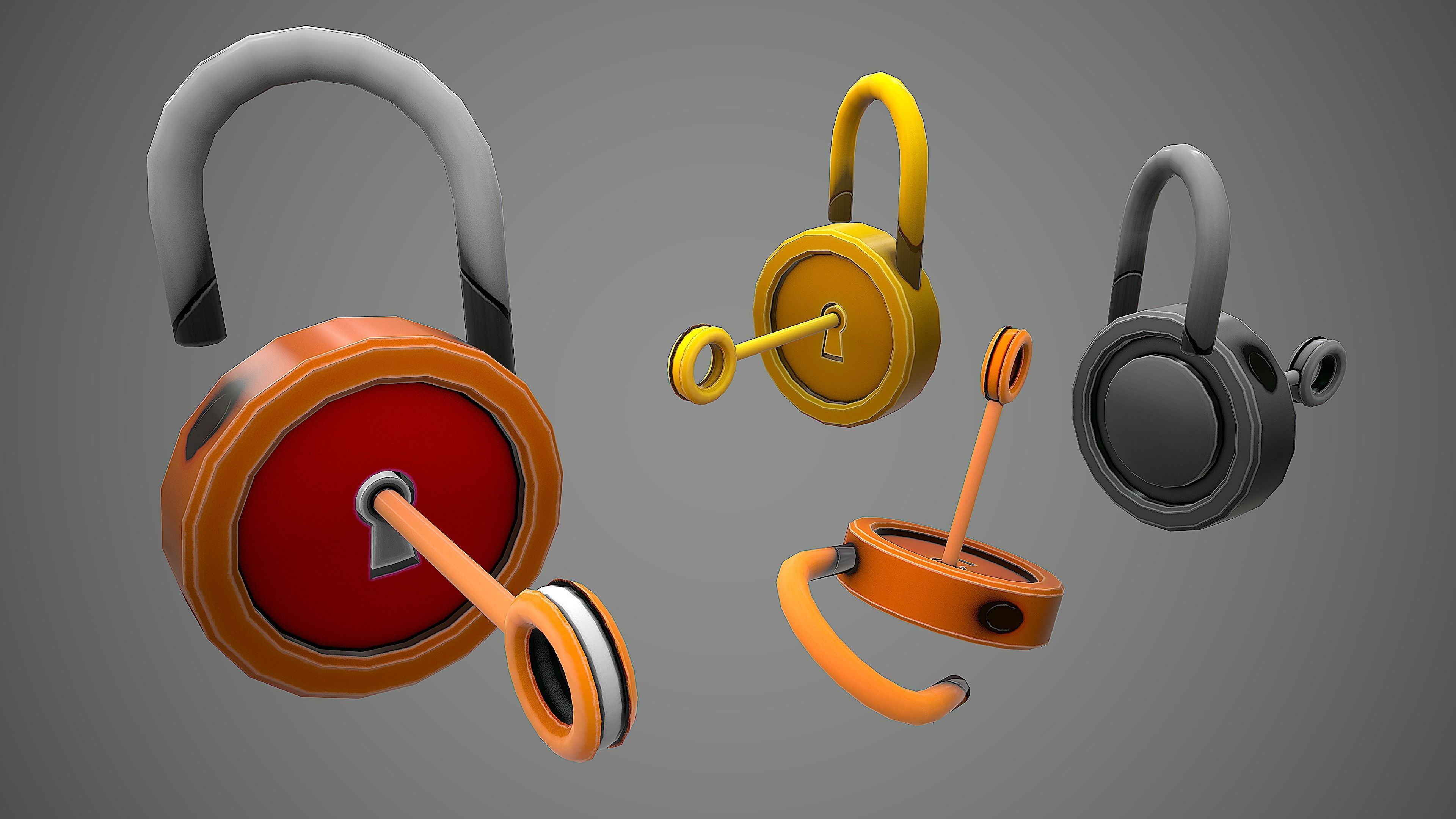  PADLOCK 3 CARTOON STYLIZED Low-poly 3D model_9