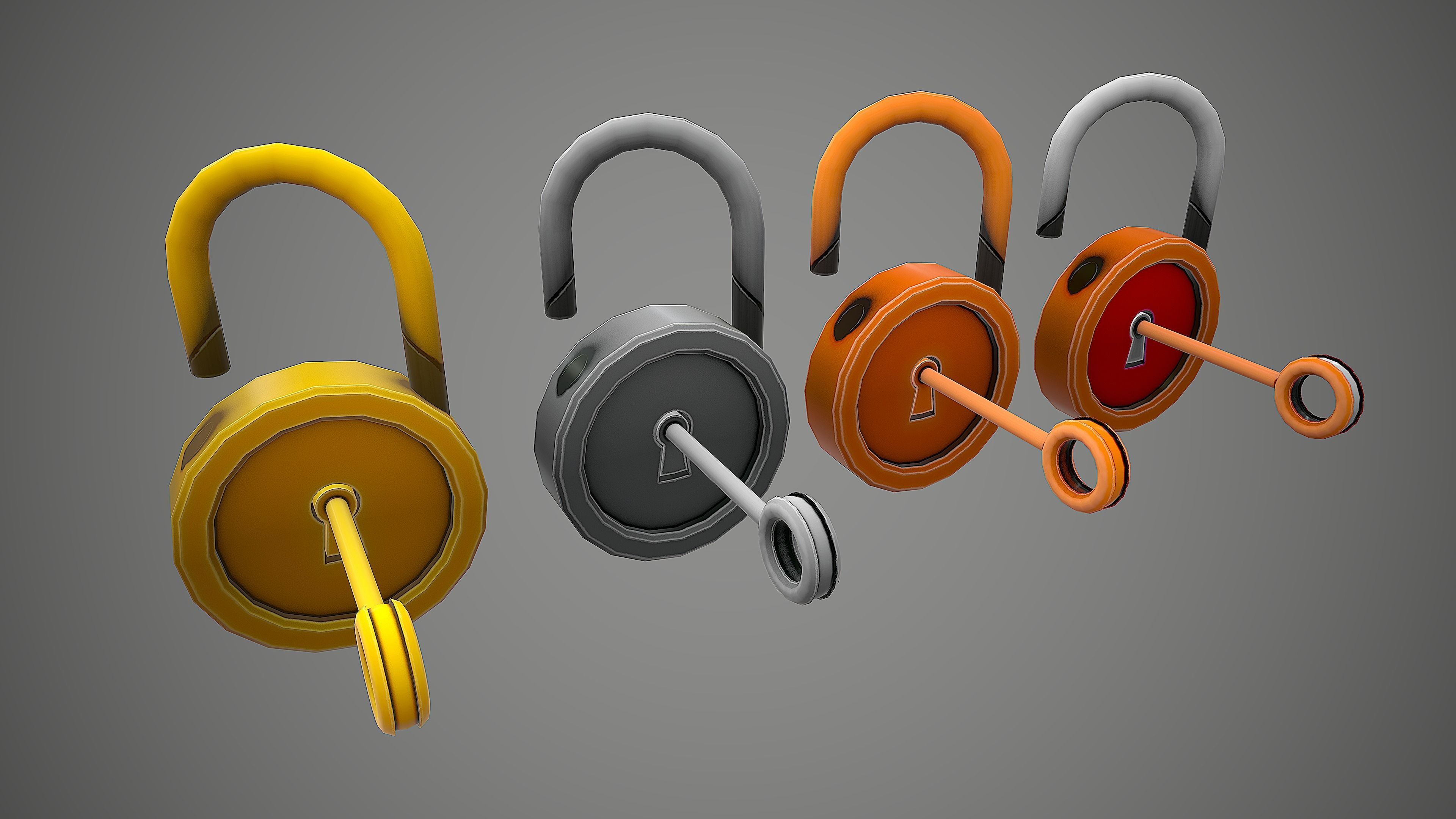  PADLOCK 3 CARTOON STYLIZED Low-poly 3D model_8