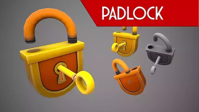PADLOCK 4 CARTOON STYLIZED Low-poly 3D model