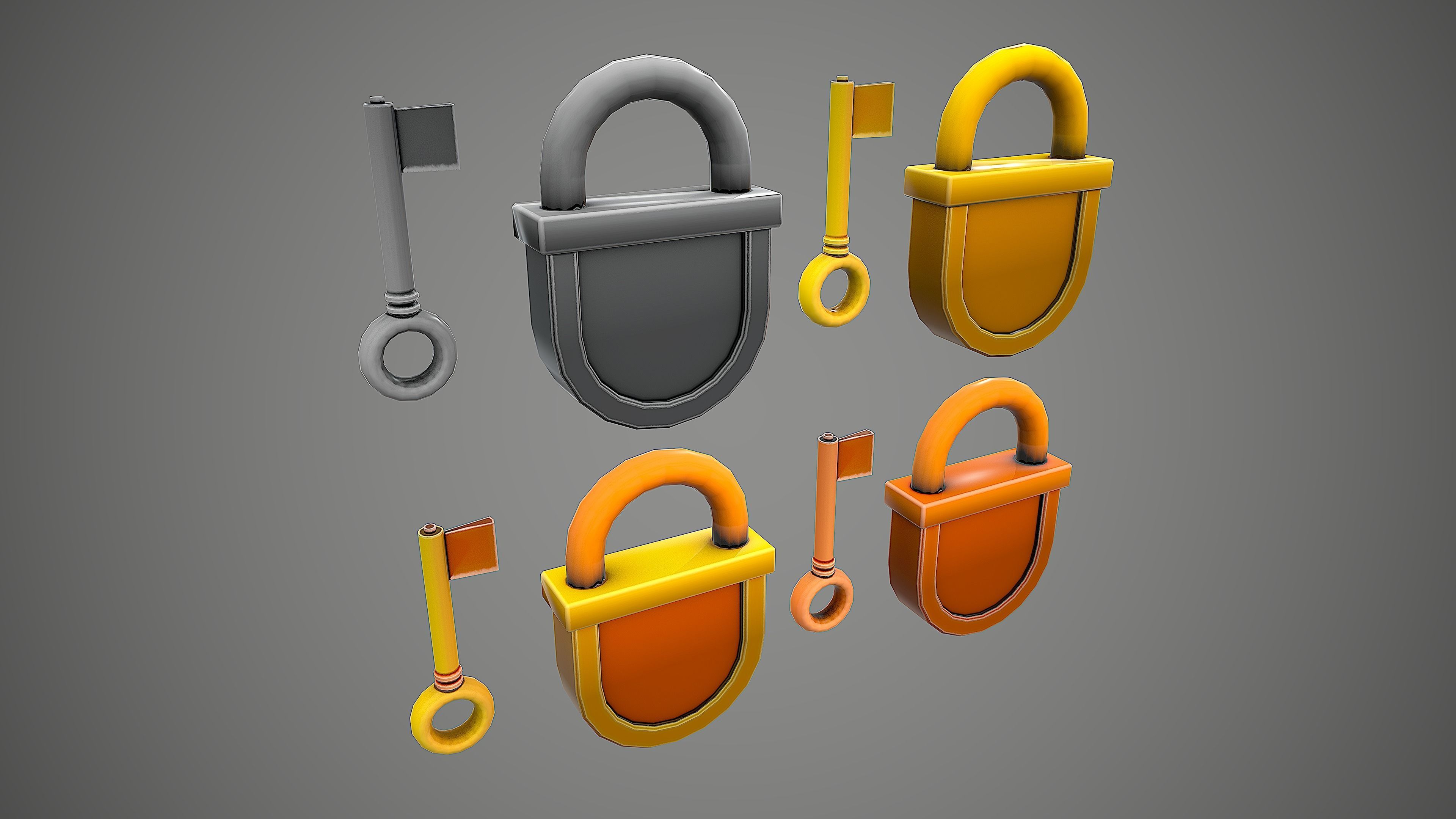 PADLOCK 4 CARTOON STYLIZED Low-poly 3D model_6