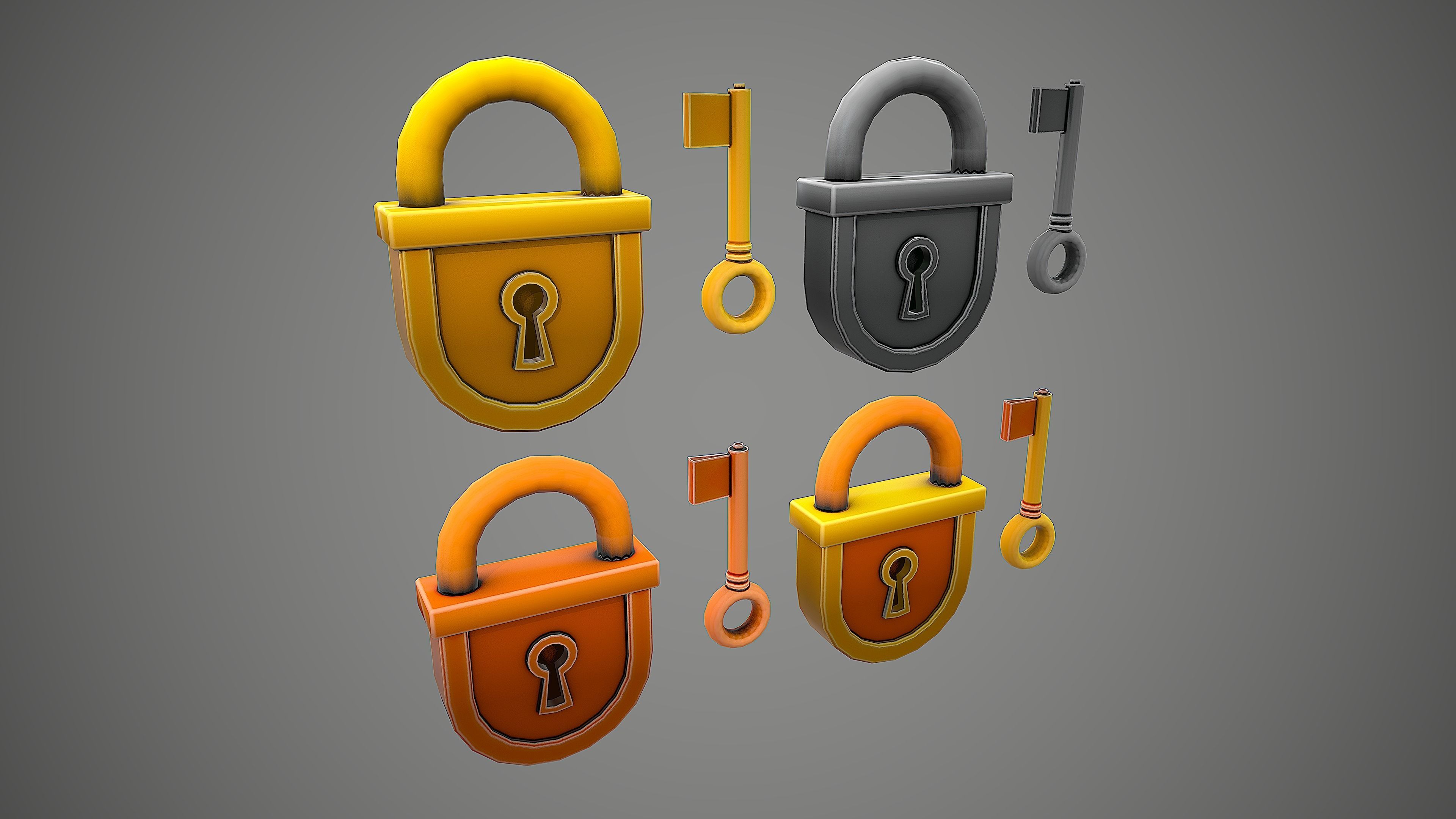 PADLOCK 4 CARTOON STYLIZED Low-poly 3D model_4