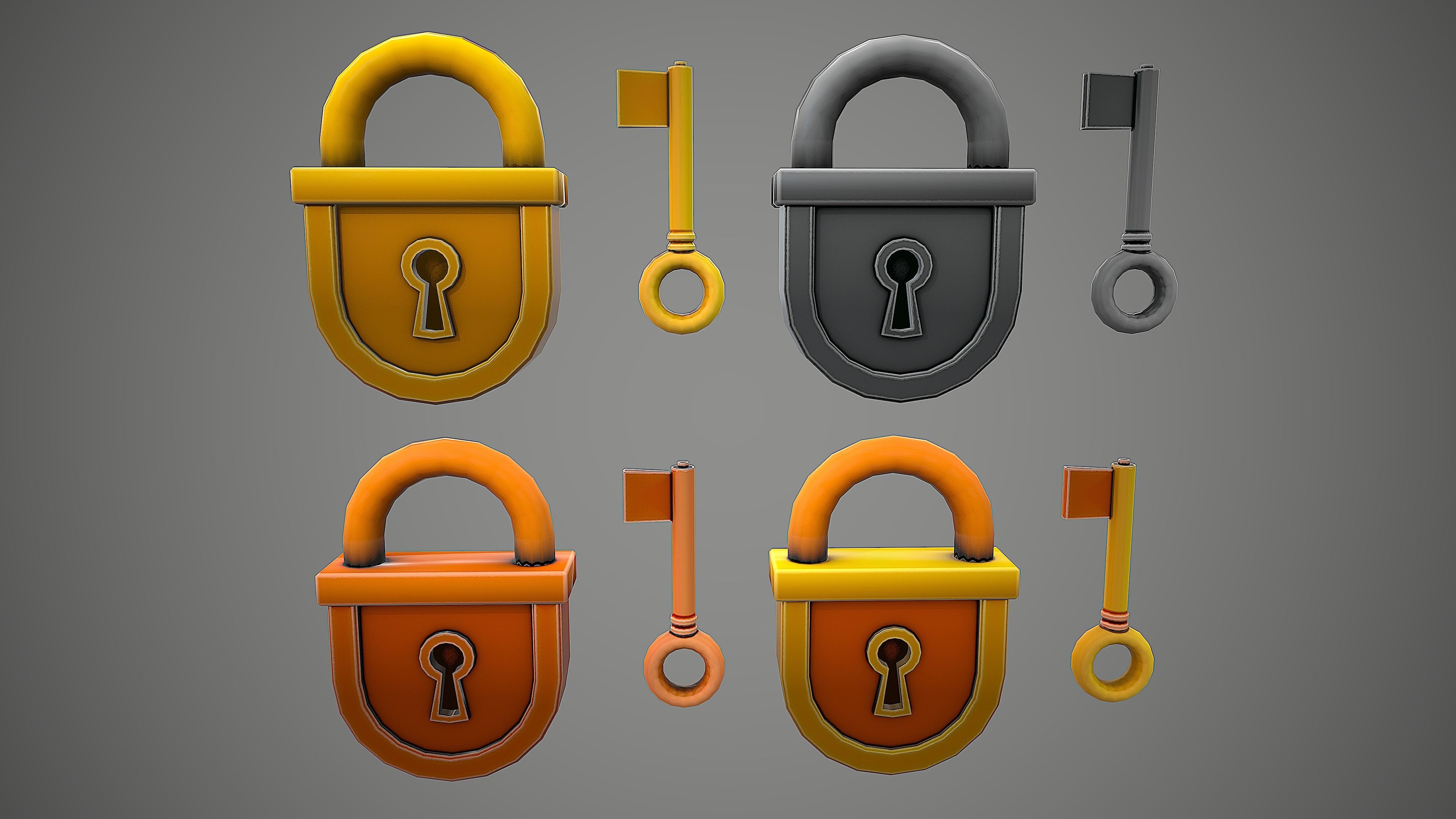 PADLOCK 4 CARTOON STYLIZED Low-poly 3D model_2