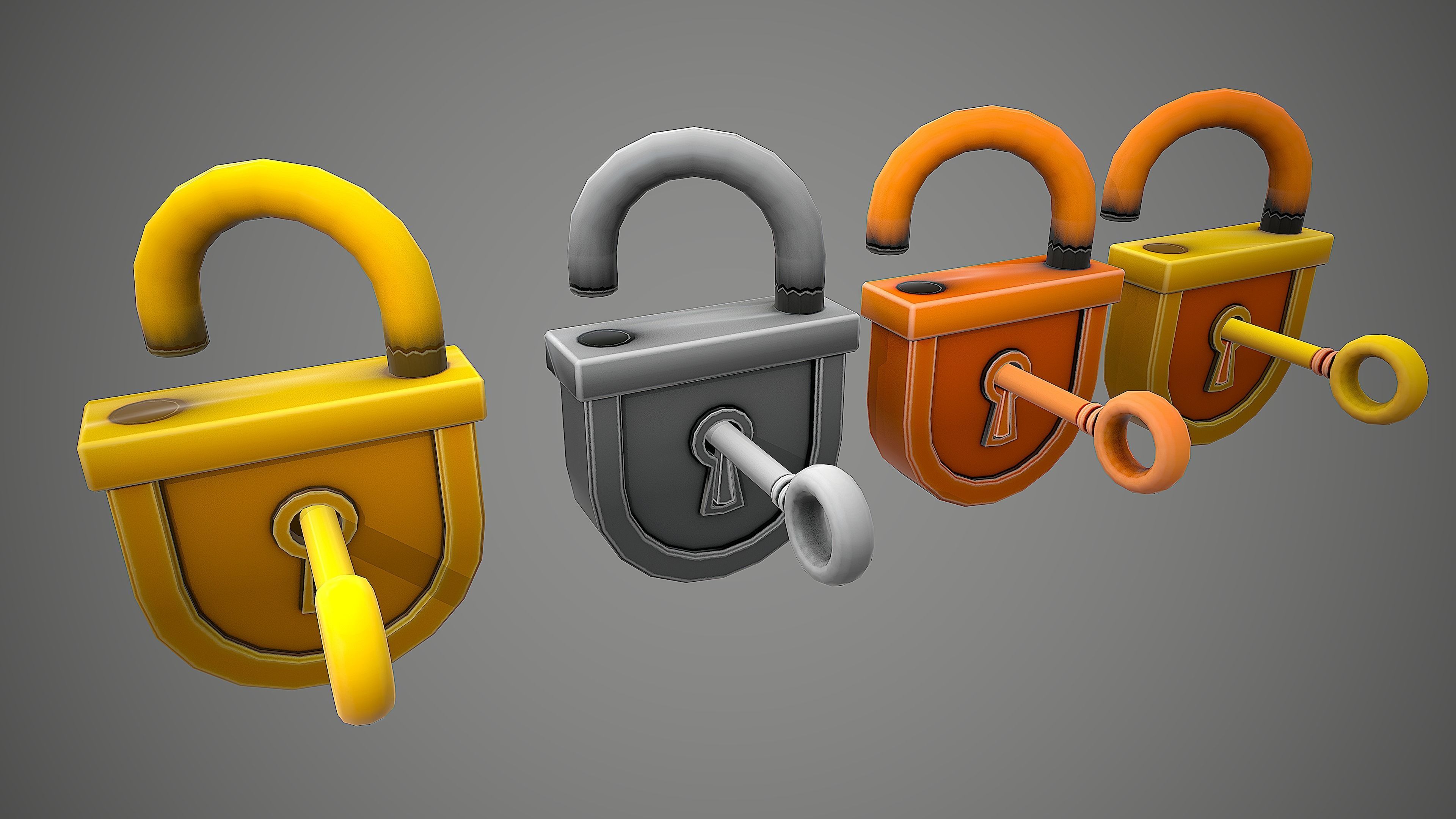 PADLOCK 4 CARTOON STYLIZED Low-poly 3D model_8