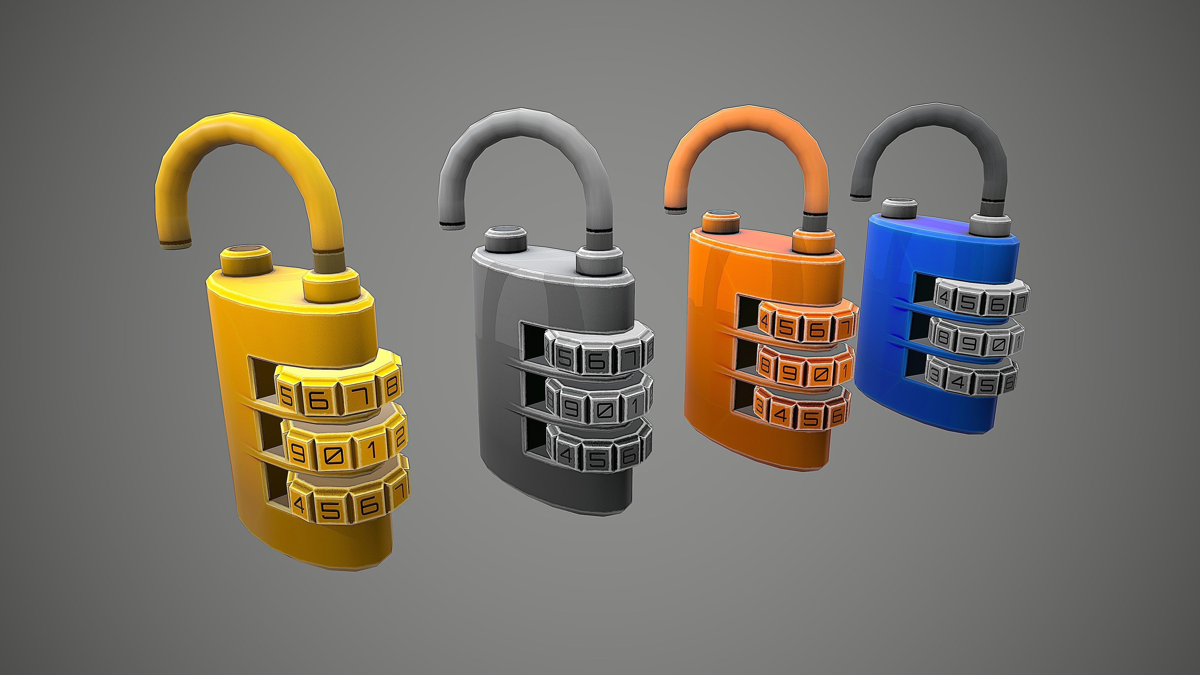 PADLOCK 7 CARTOON STYLIZED Low-poly 3D model_8