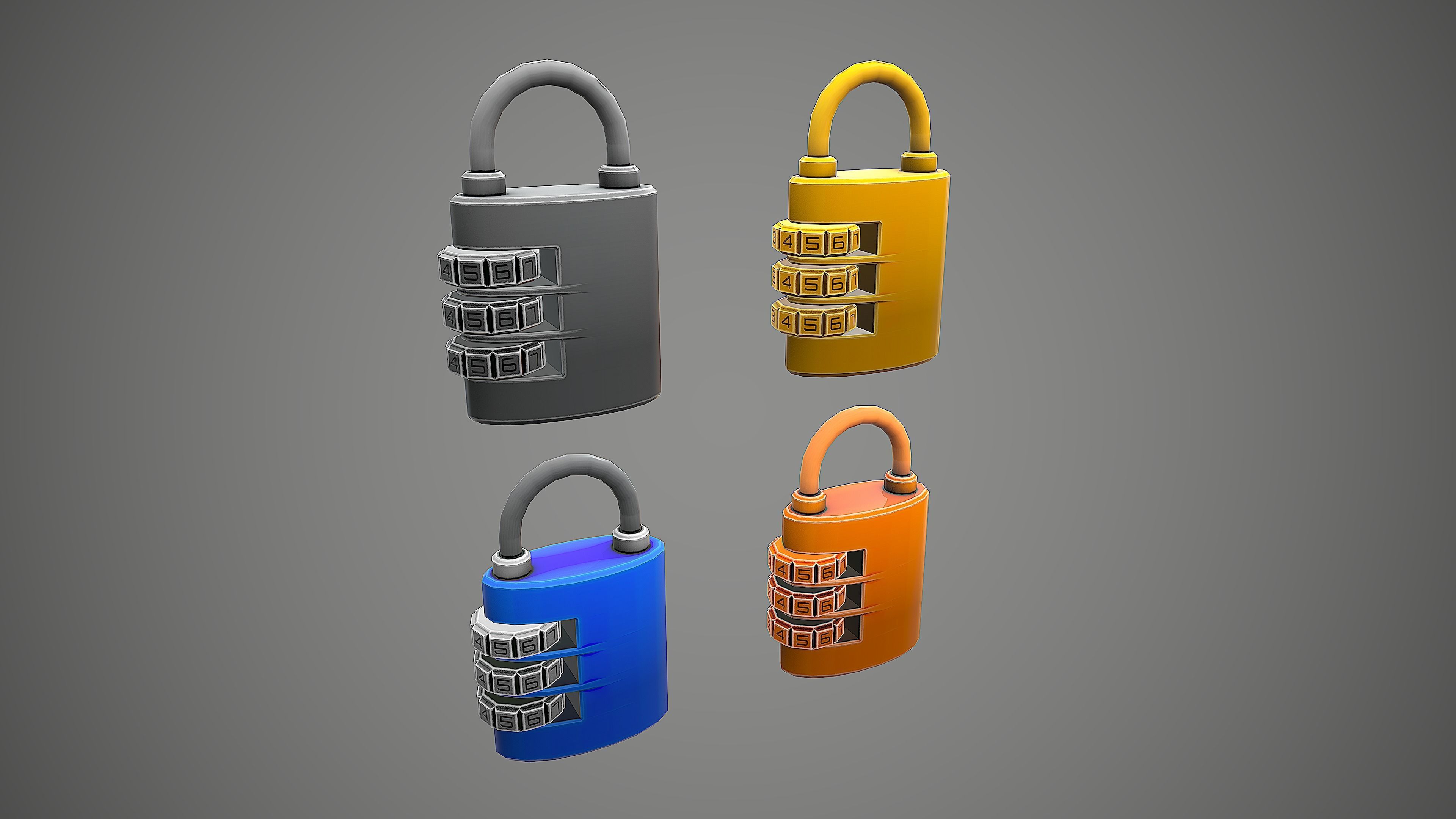 PADLOCK 7 CARTOON STYLIZED Low-poly 3D model_6